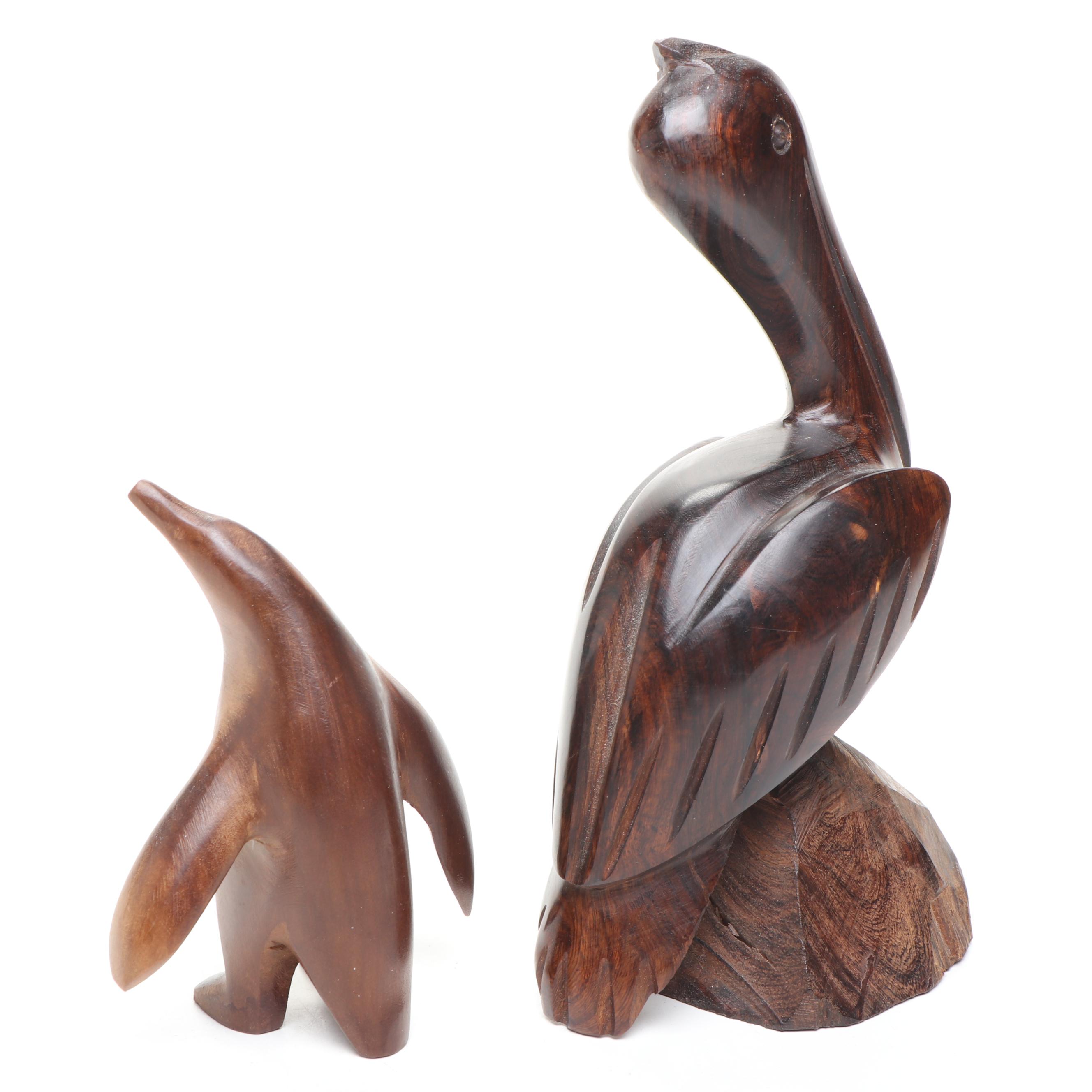 Ironwood Hard-Carved Marine Mammals and Sea Birds