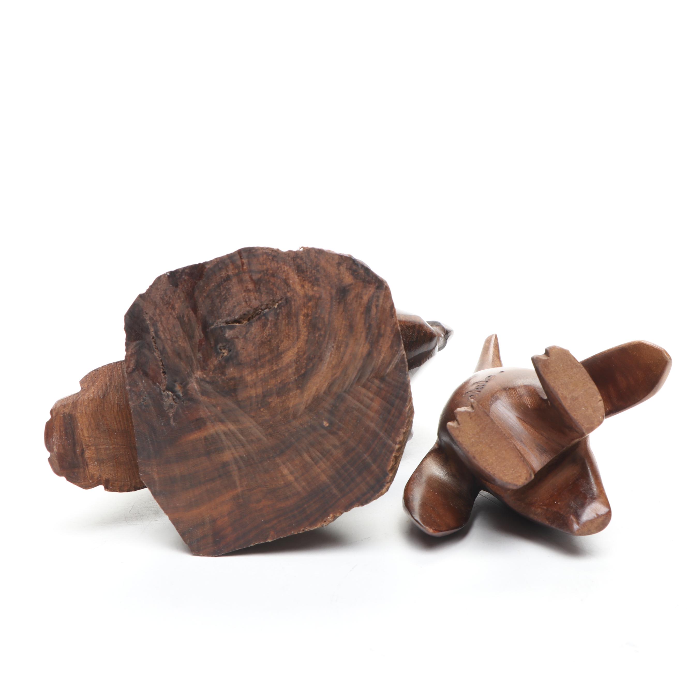 Ironwood Hard-Carved Marine Mammals and Sea Birds