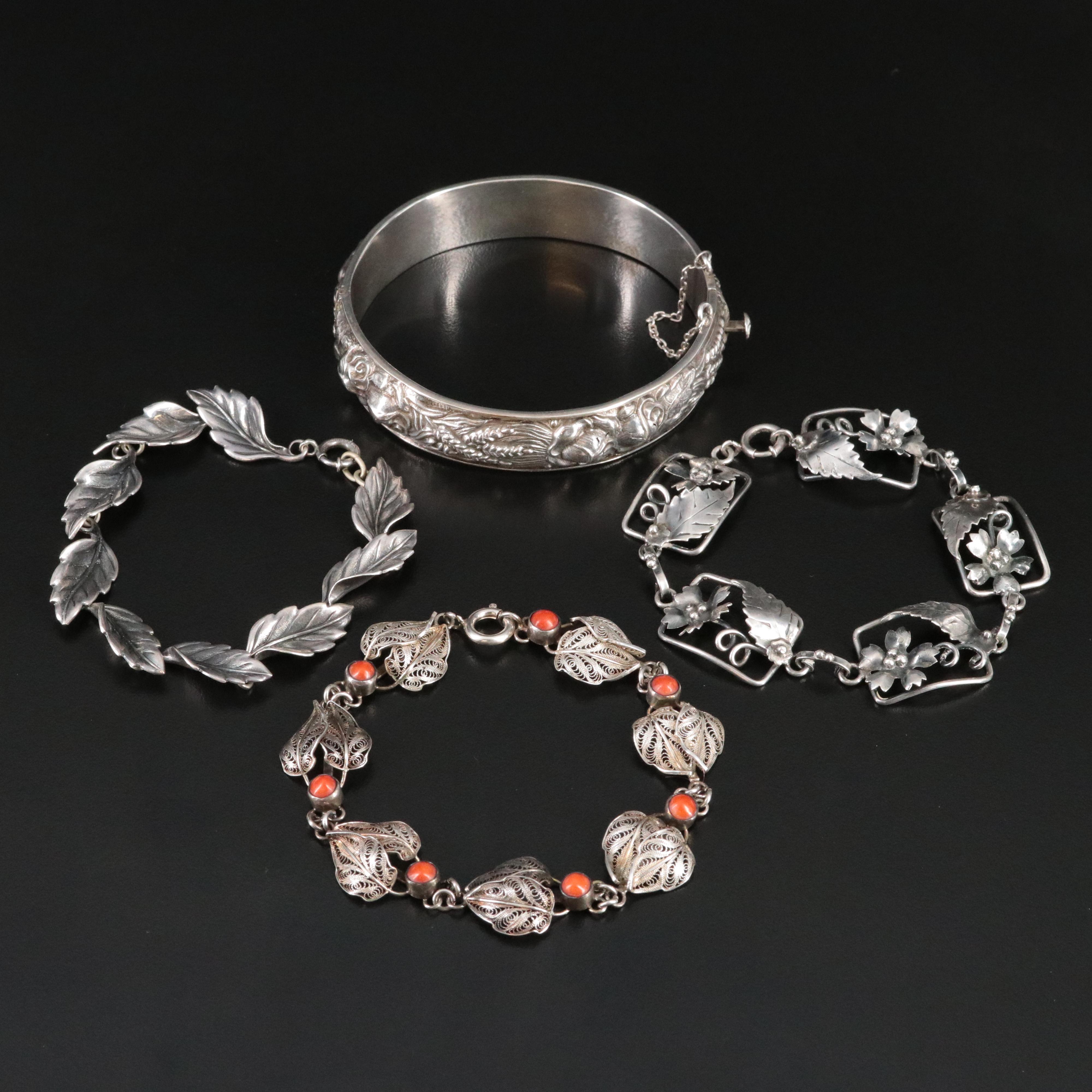Vintage Sterling Coral Bracelets