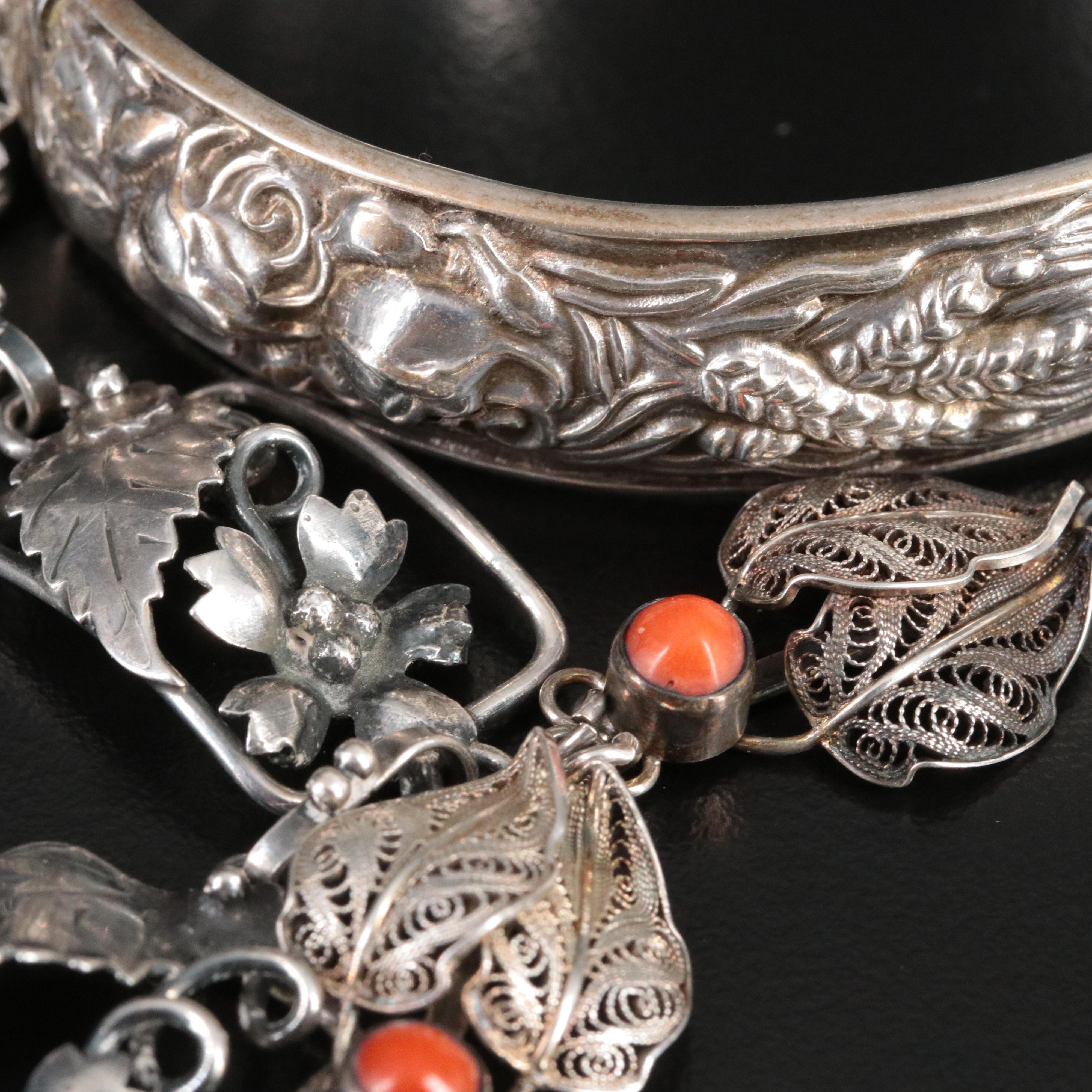 Vintage Sterling Coral Bracelets