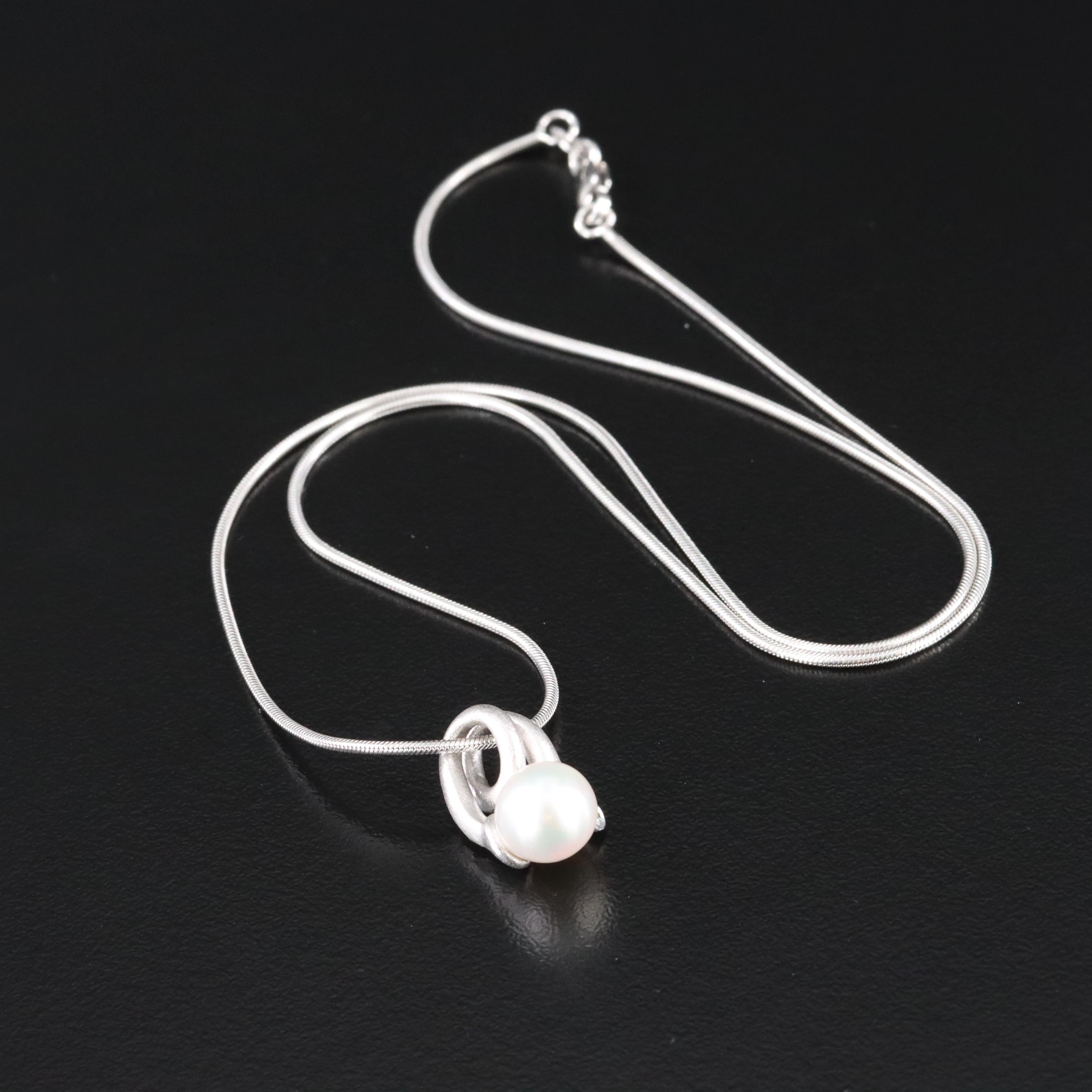 14K Pearl and Diamond Pendant Necklace