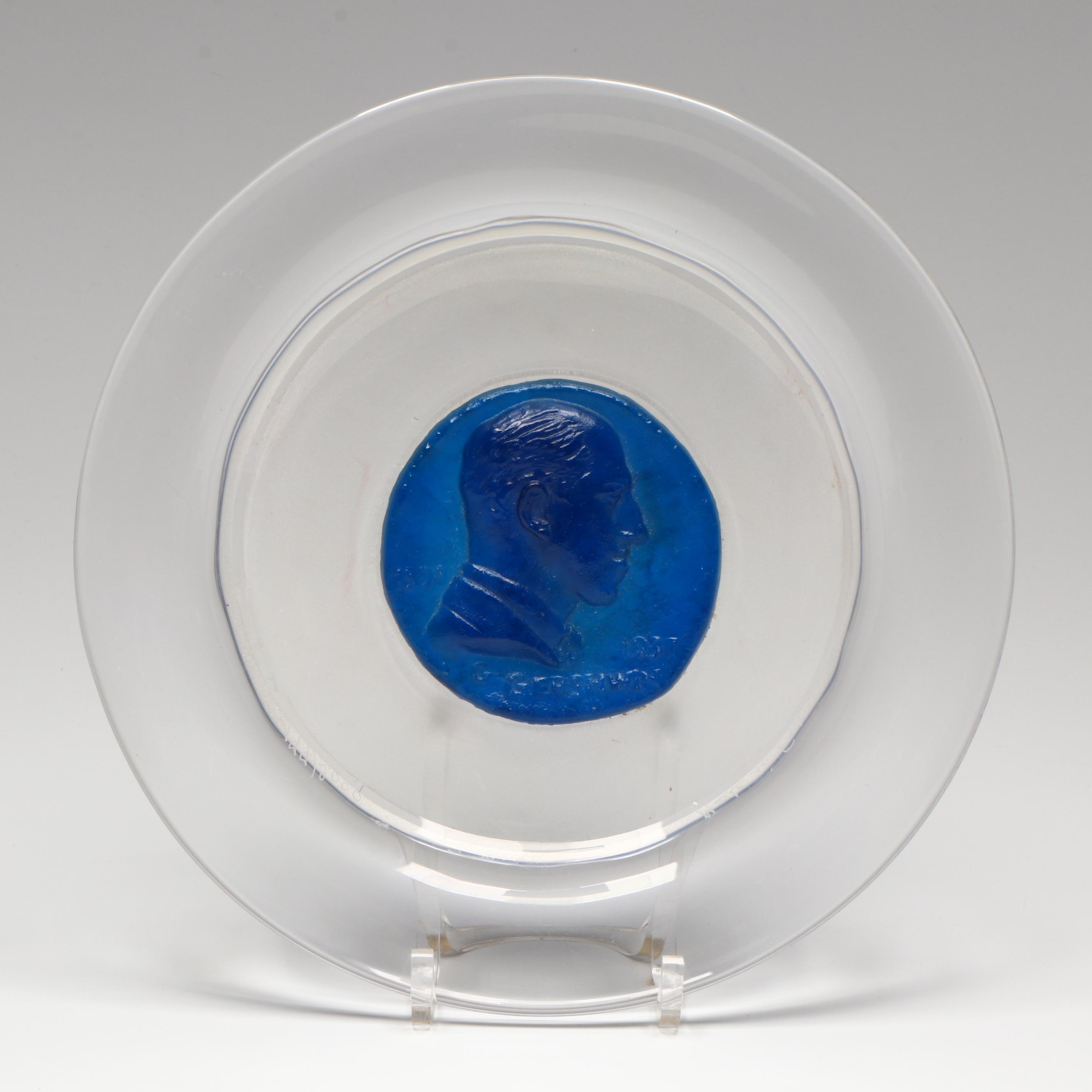 Daum Limited Edition George Gershwin Blue and Clear Crystal Plate