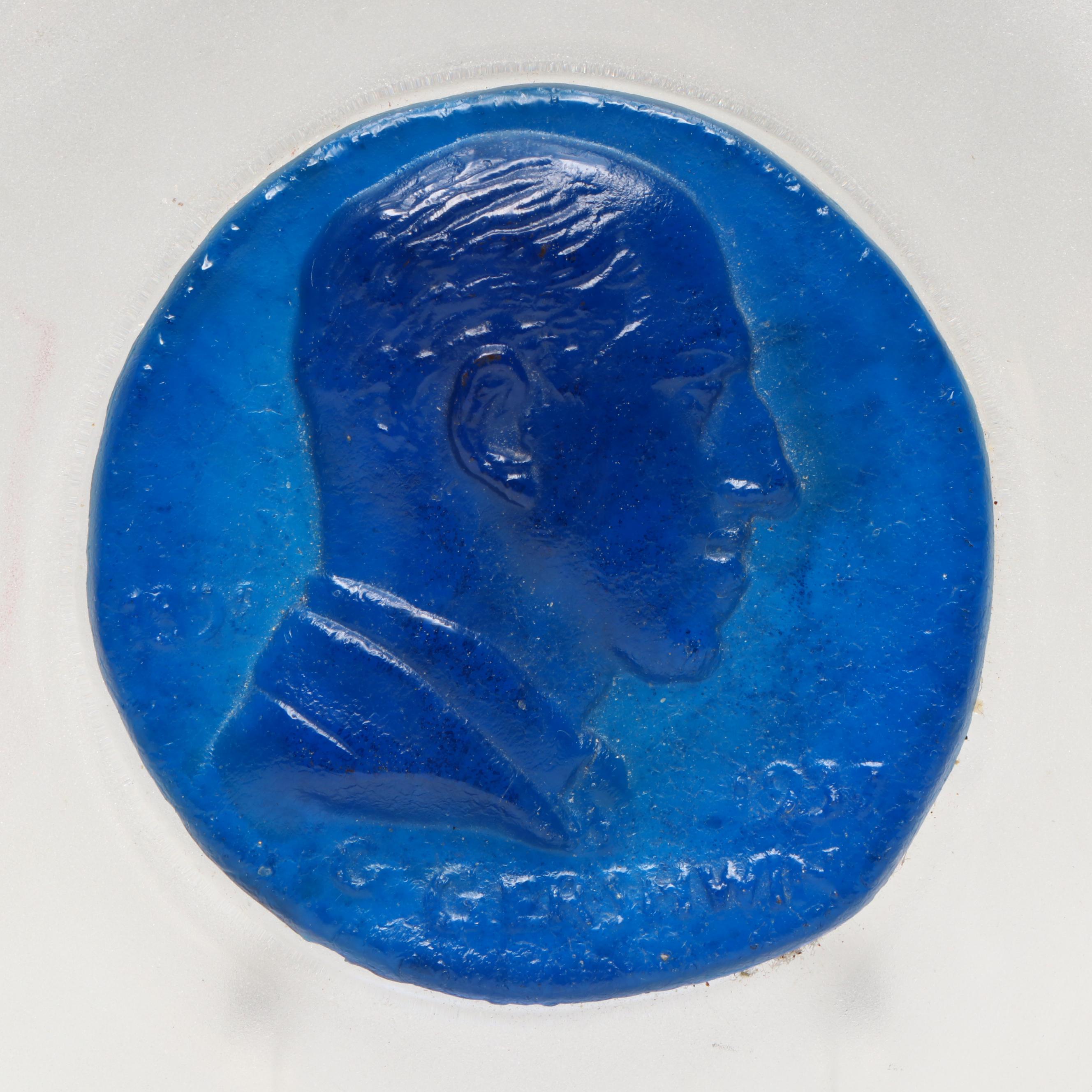 Daum Limited Edition George Gershwin Blue and Clear Crystal Plate