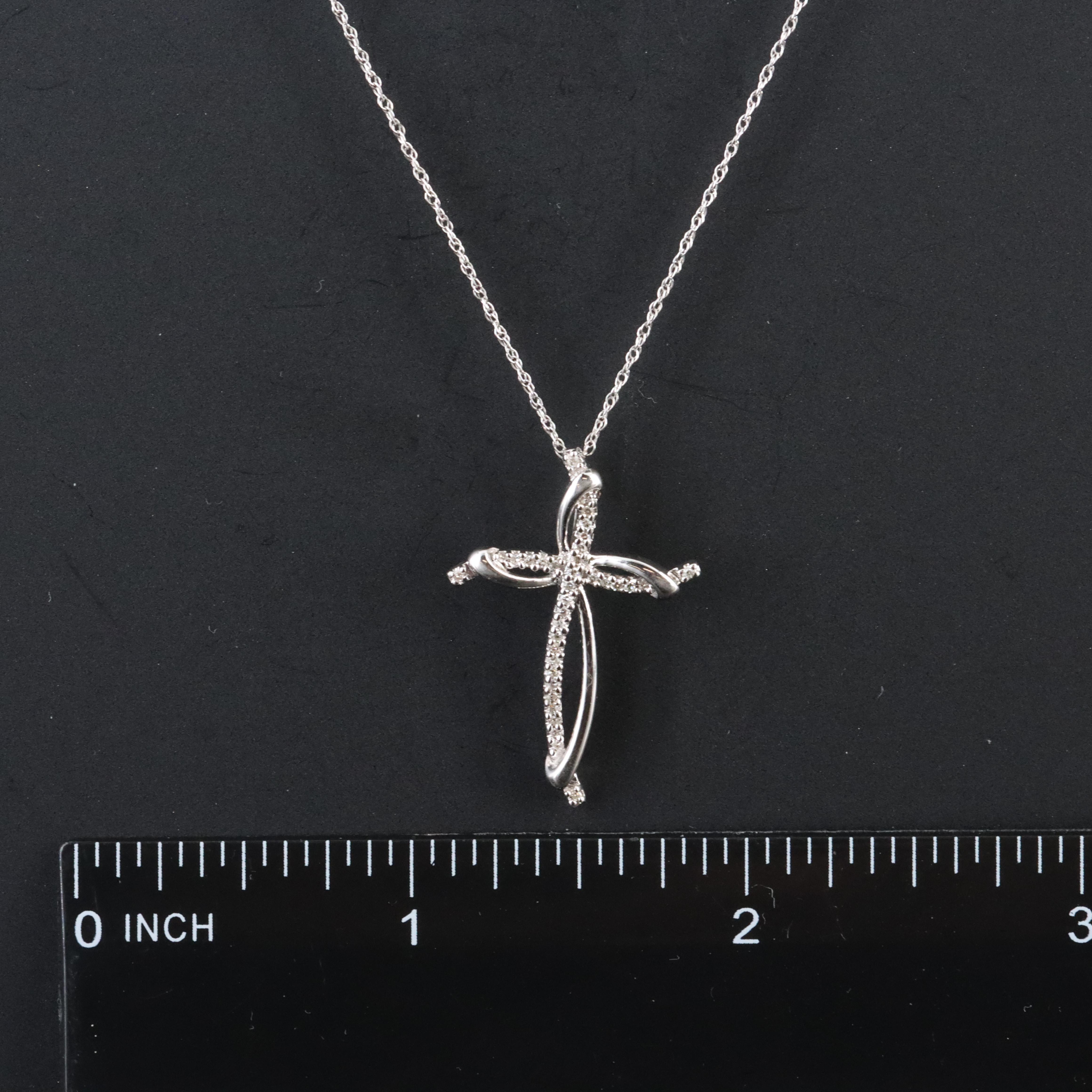 Sterling and Diamond Cross Pendant Necklace
