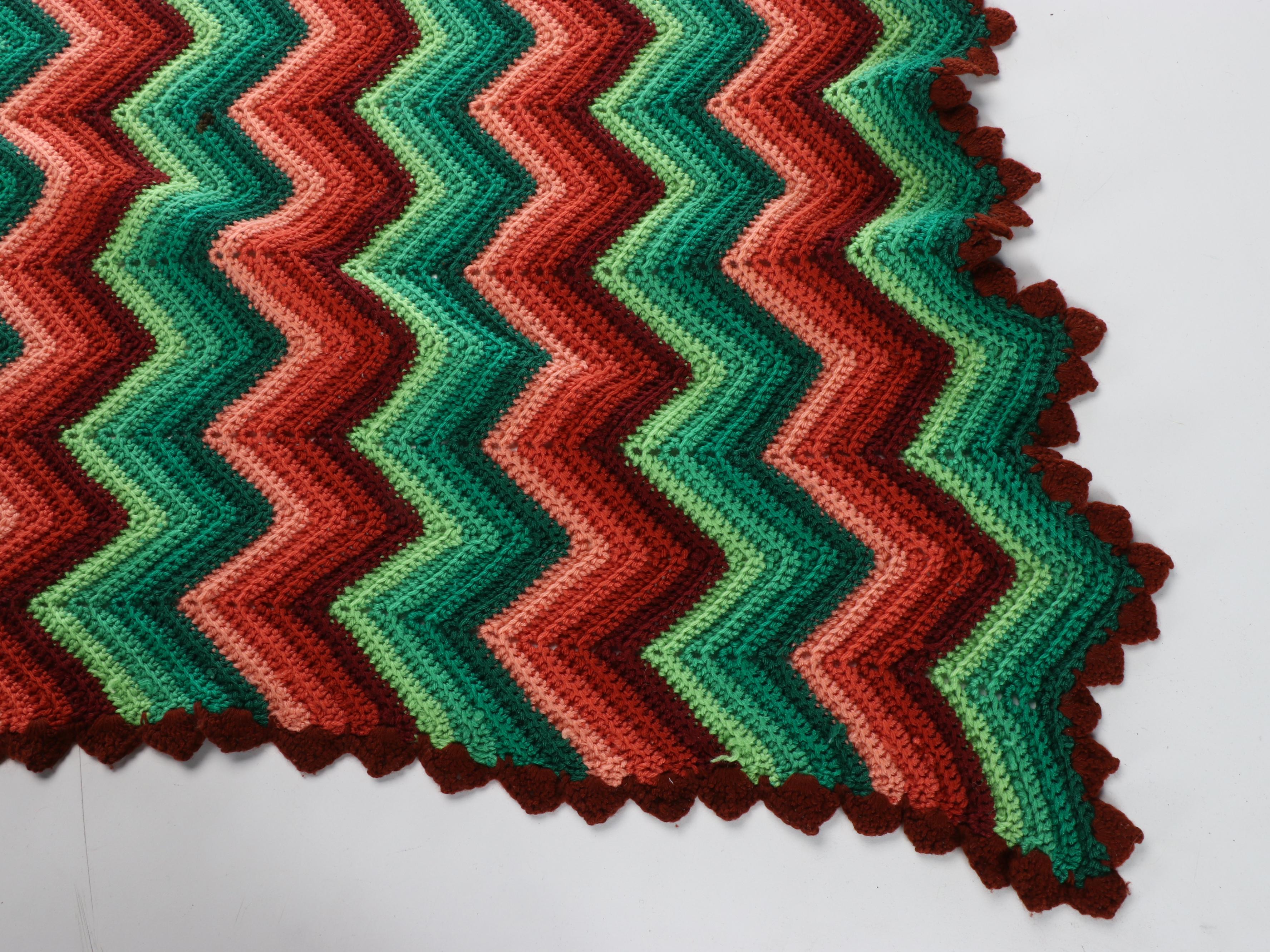 Handmade Striped Crochet Blankets, Late 20th C.