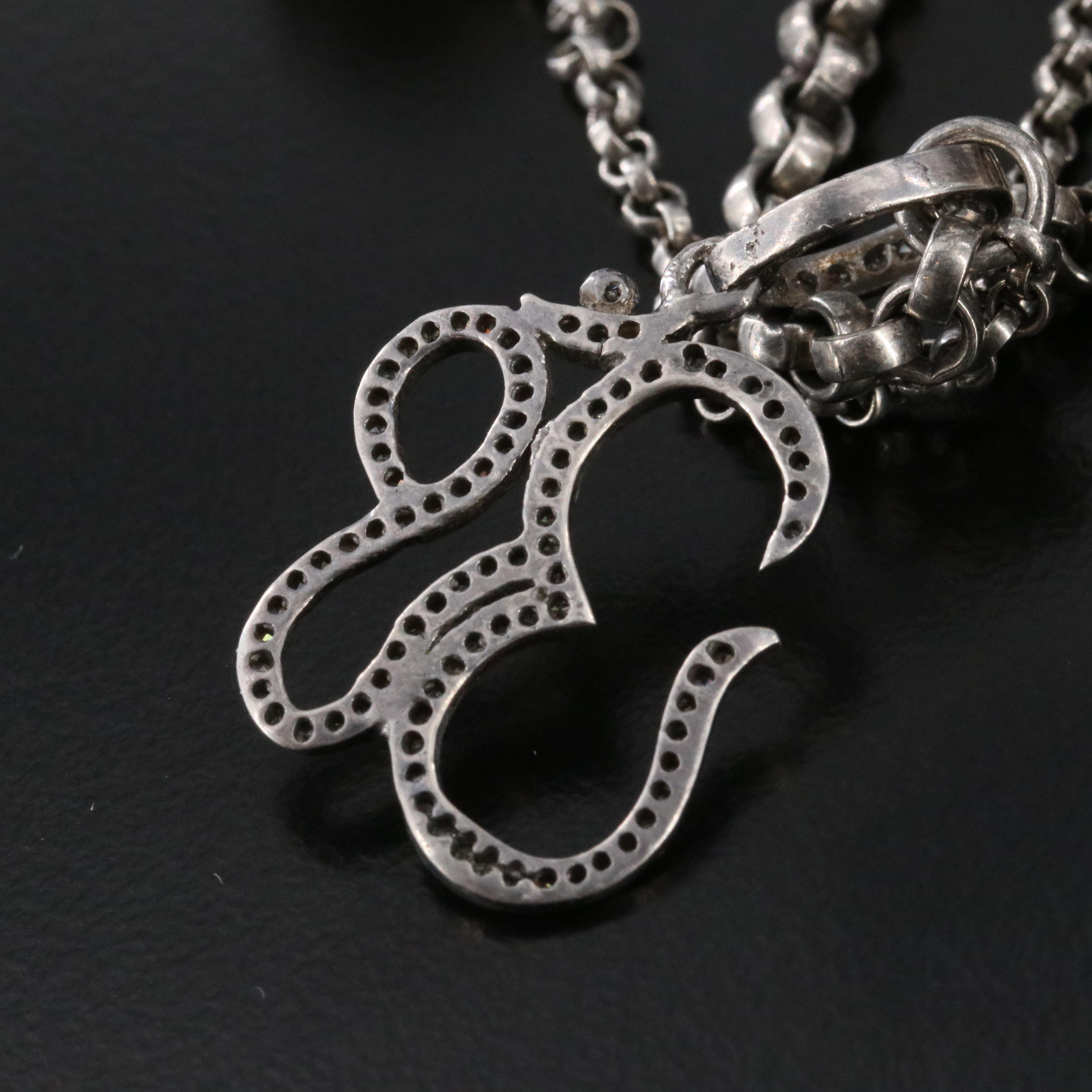 Sterling Labradorite and Diamond Buddha Om Necklace Attributed to Sheryl Lowe