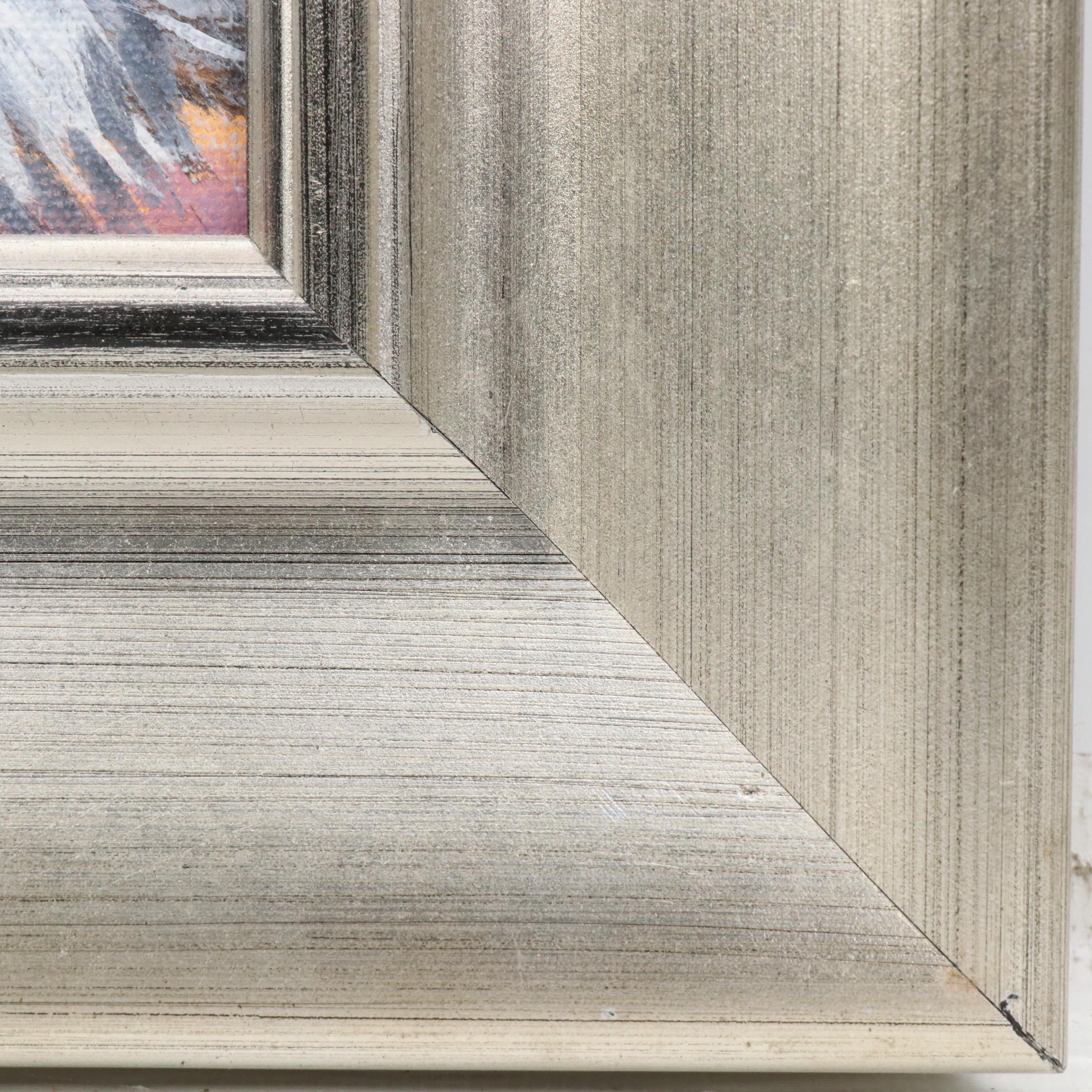 Sue Ervin Acrylic Portrait Painting of Grey Cat, 21st Century