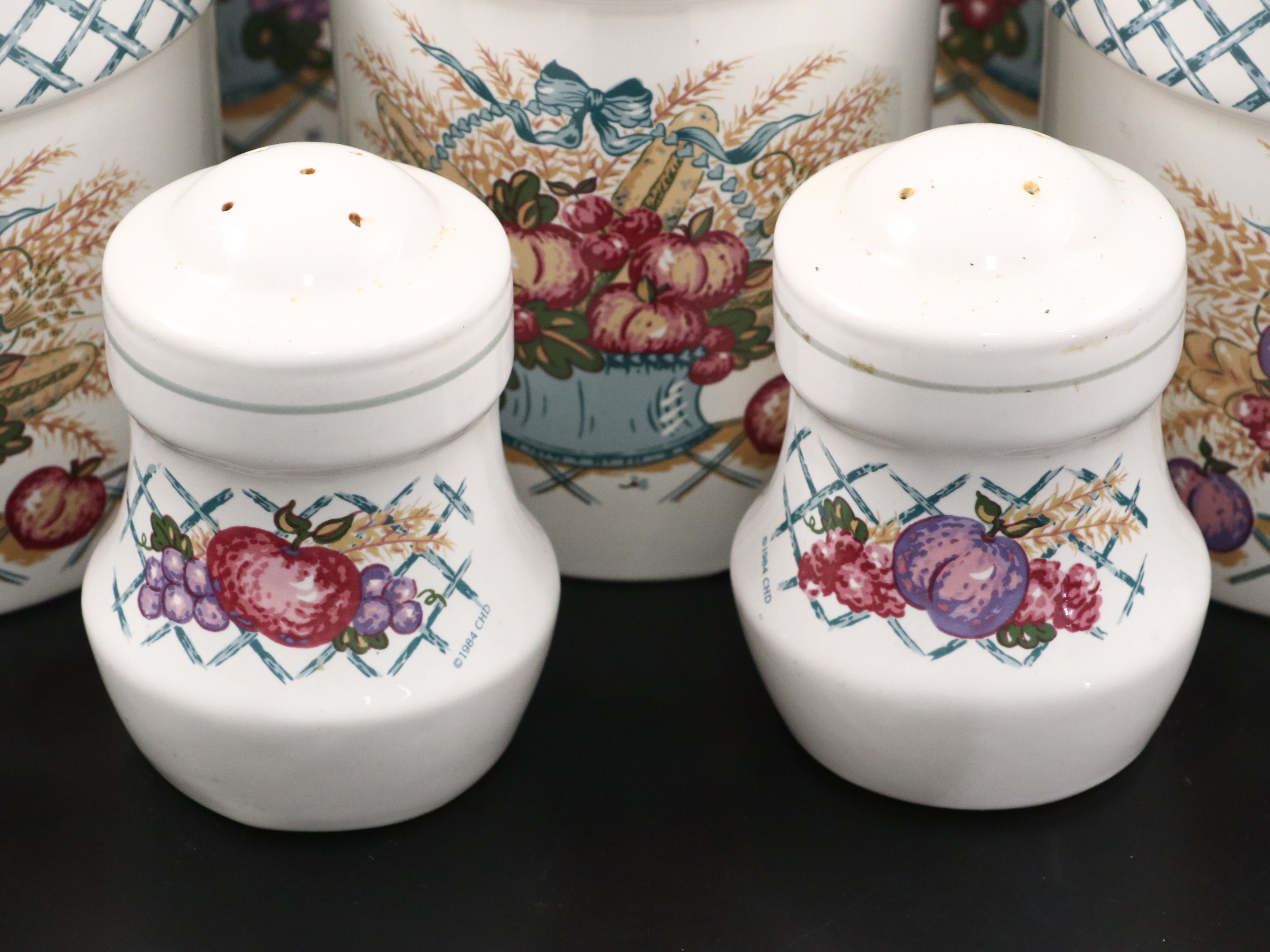 Ceramic Canister Set with Utensil Holder and Salt and Pepper Shakers