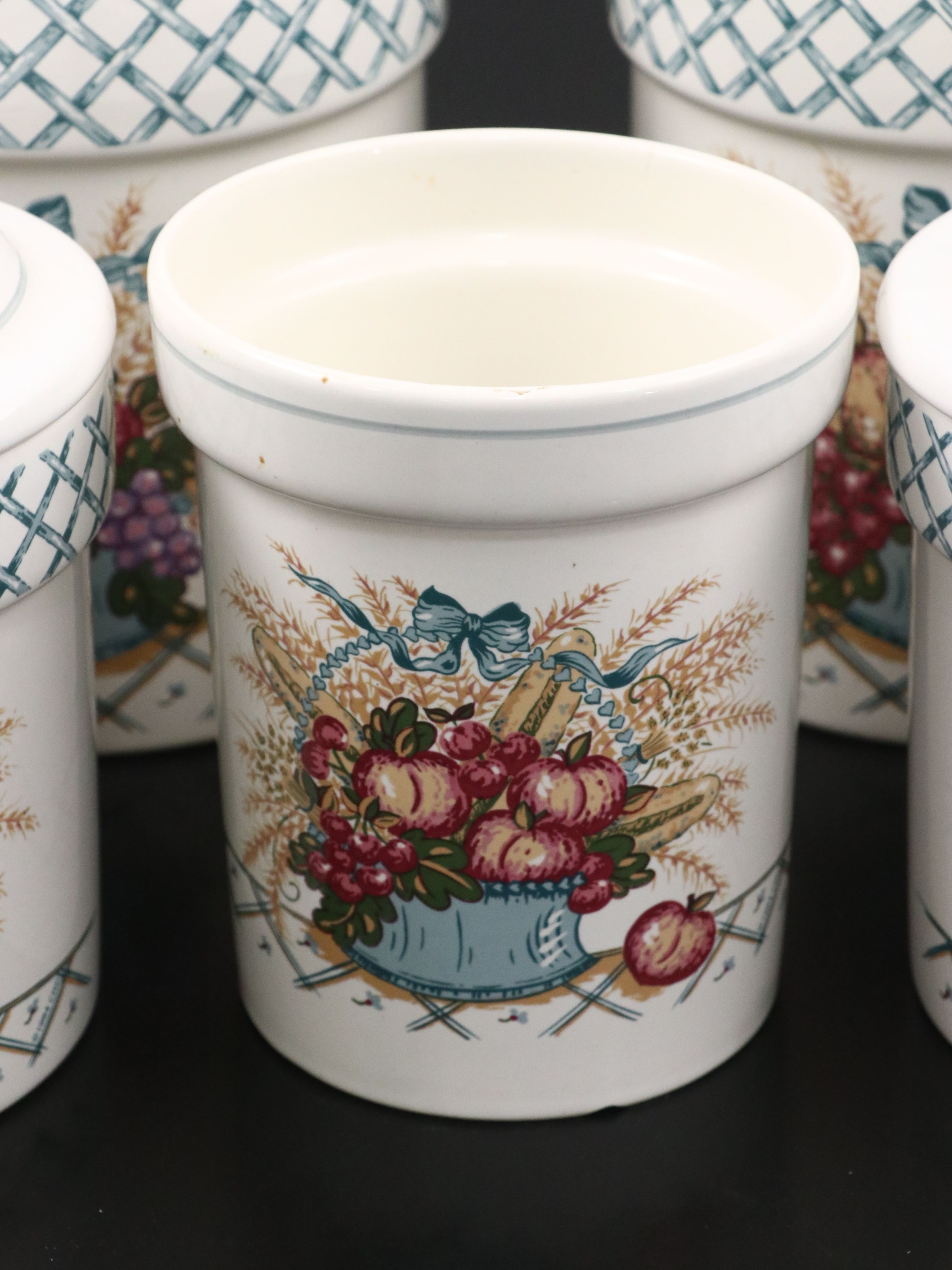 Ceramic Canister Set with Utensil Holder and Salt and Pepper Shakers