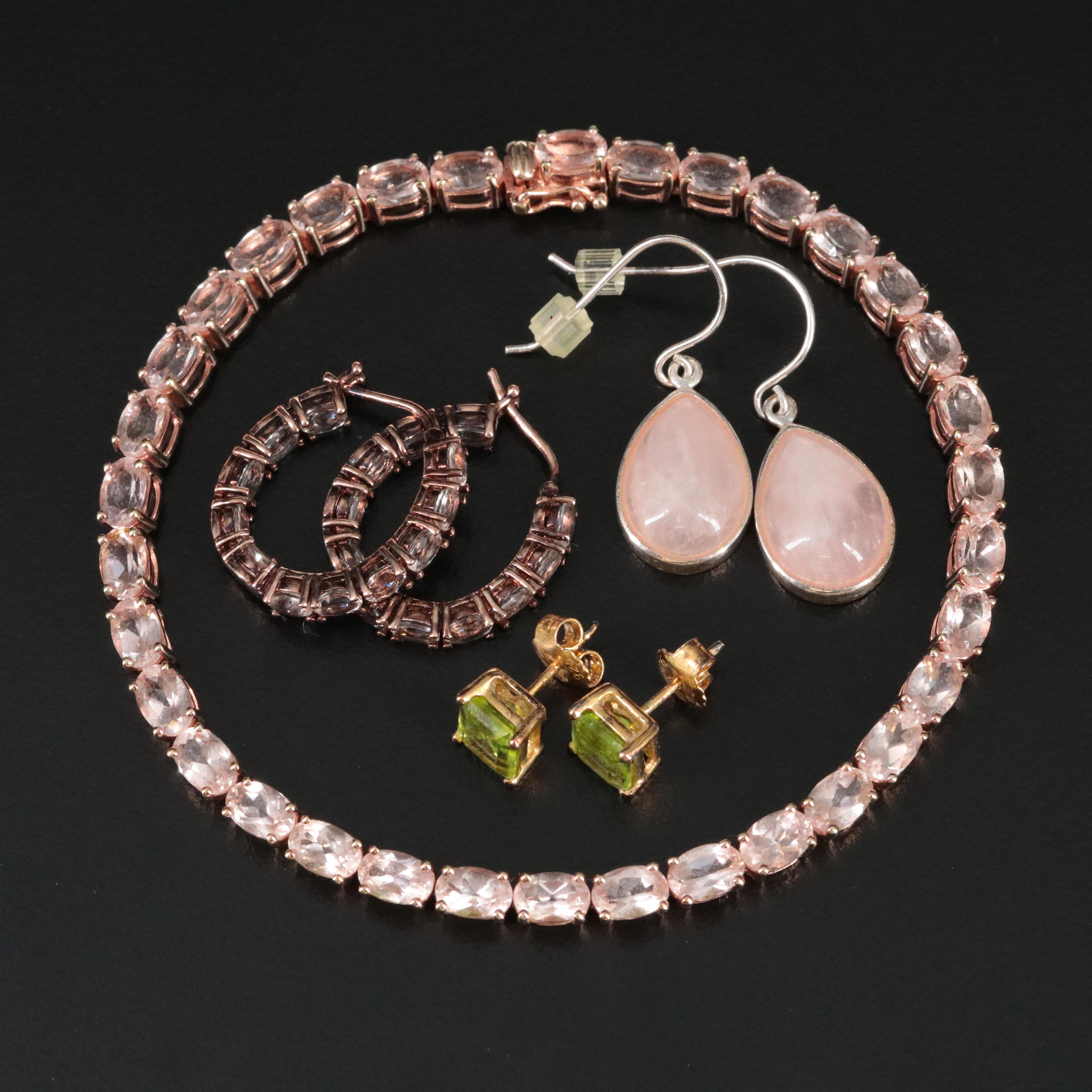 Sterling Rose Quartz, Peridot and Morganite Jewelry Collection