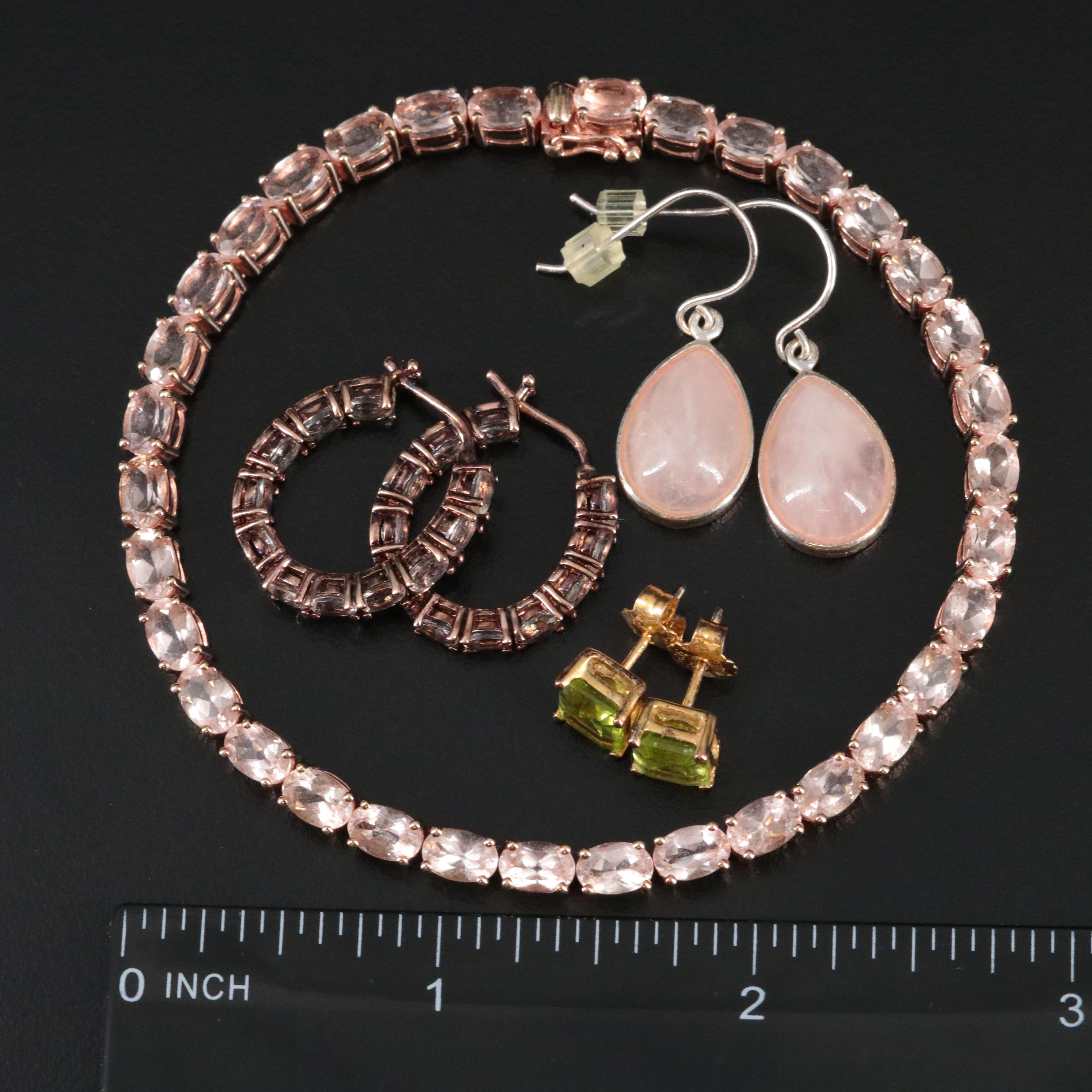 Sterling Rose Quartz, Peridot and Morganite Jewelry Collection