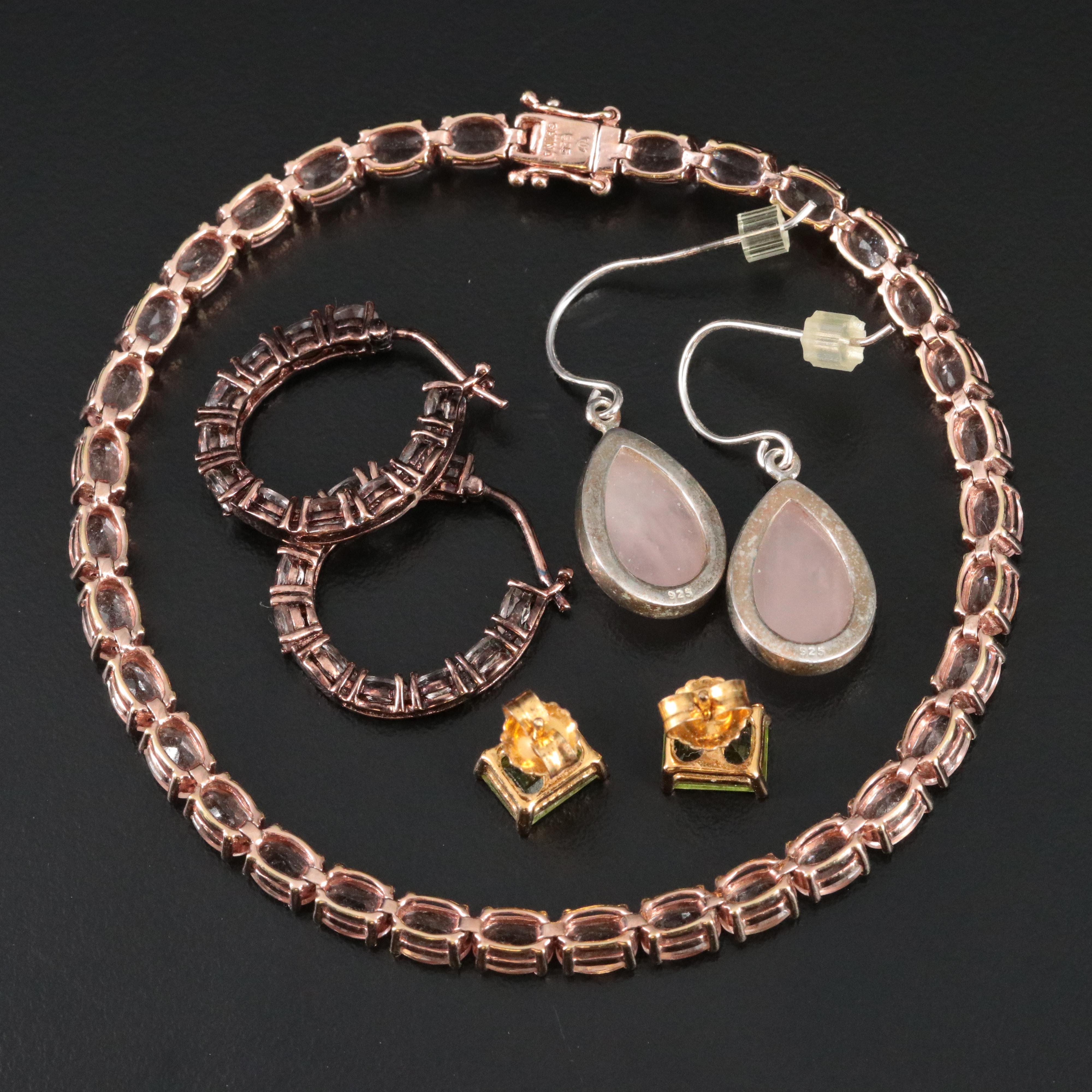Sterling Rose Quartz, Peridot and Morganite Jewelry Collection