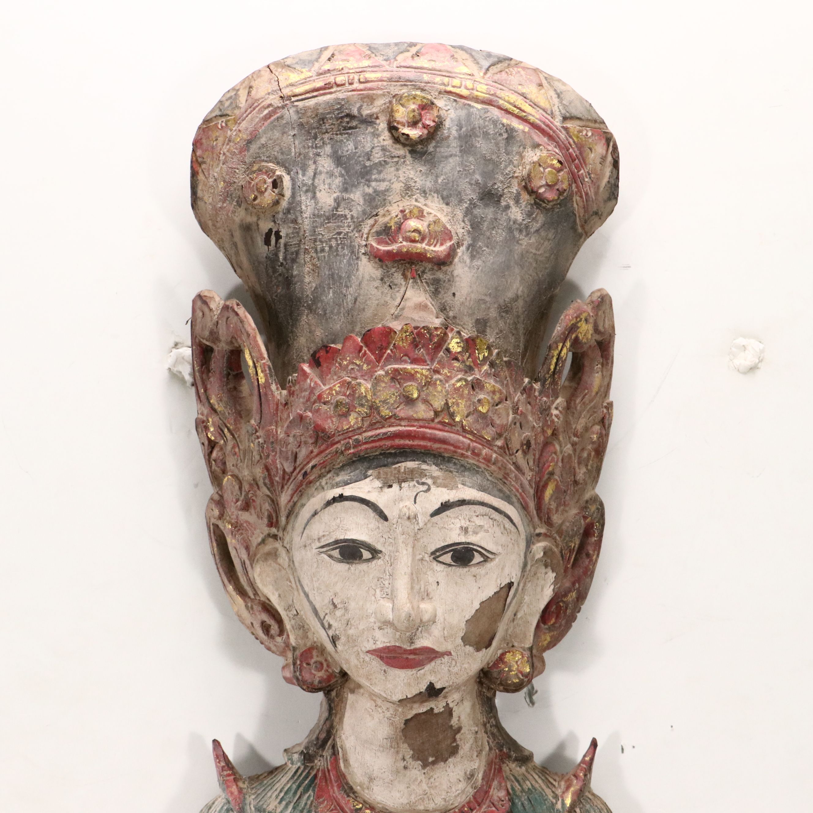 Balinese Carved Wood Wall Hanging Female Figure