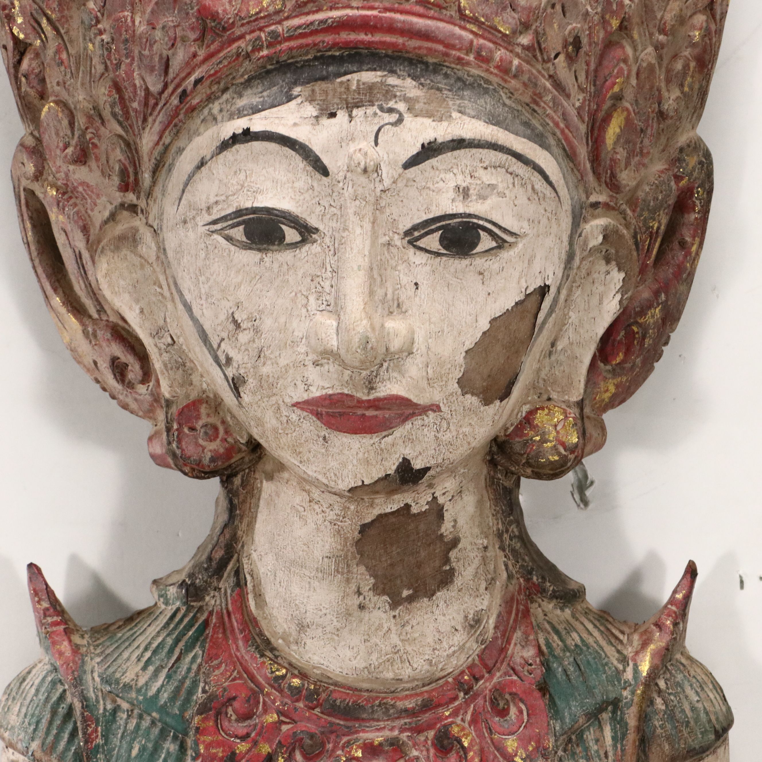 Balinese Carved Wood Wall Hanging Female Figure