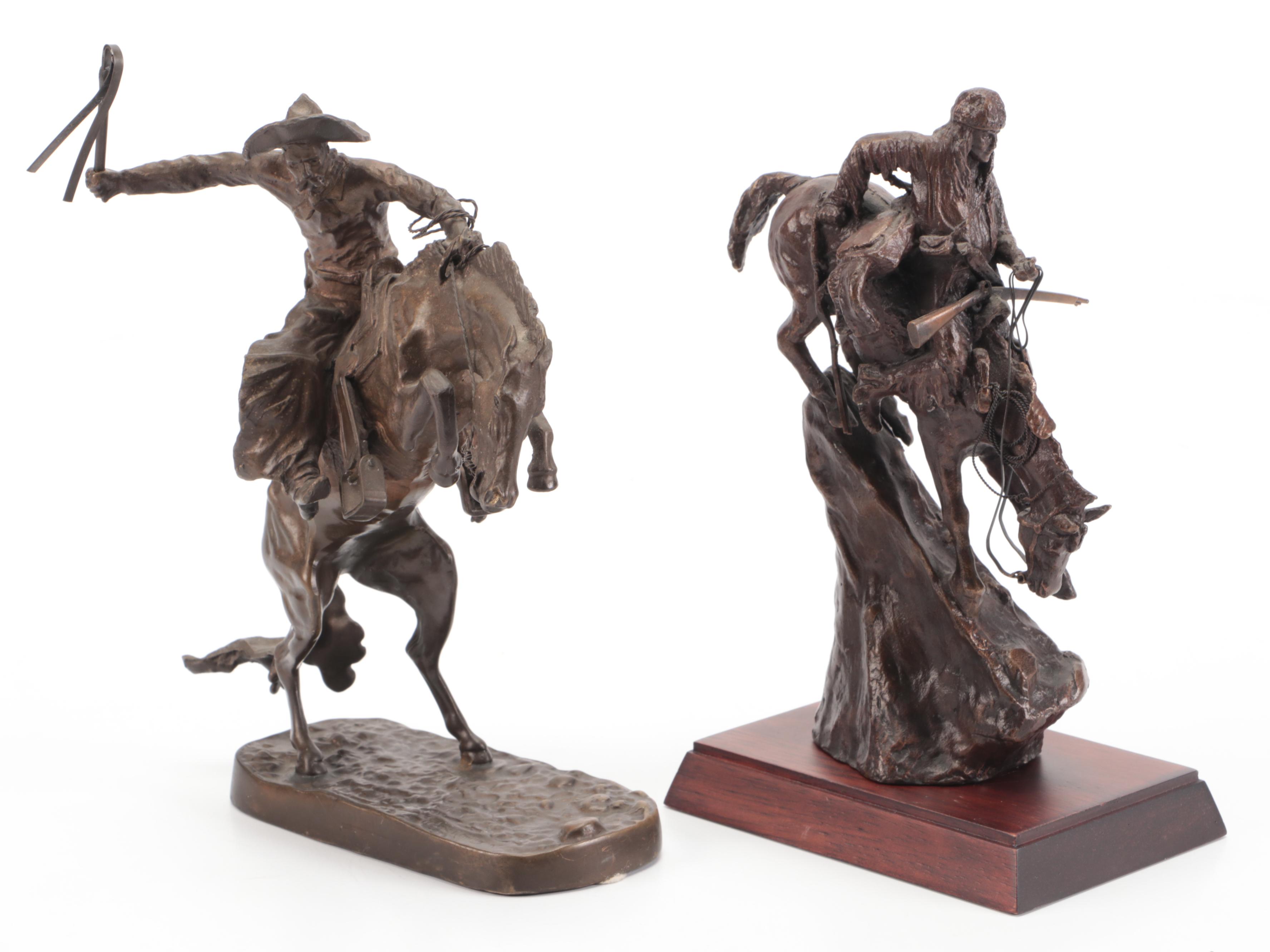 "The Mountain Man" and "Bronco Buster" After Frederic Remington