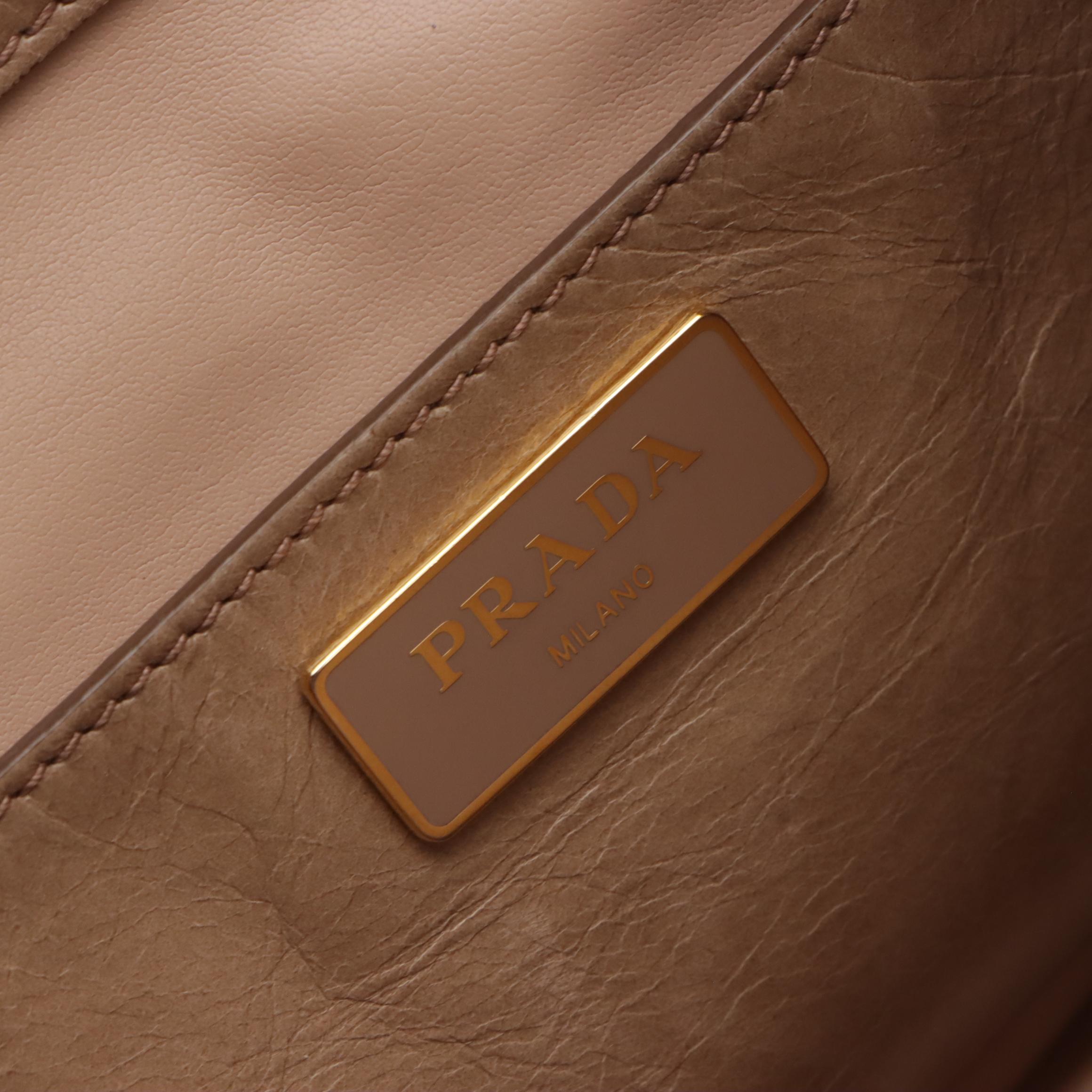 Prada Vitello Shine Leather Front Pocket Two-Way Bag