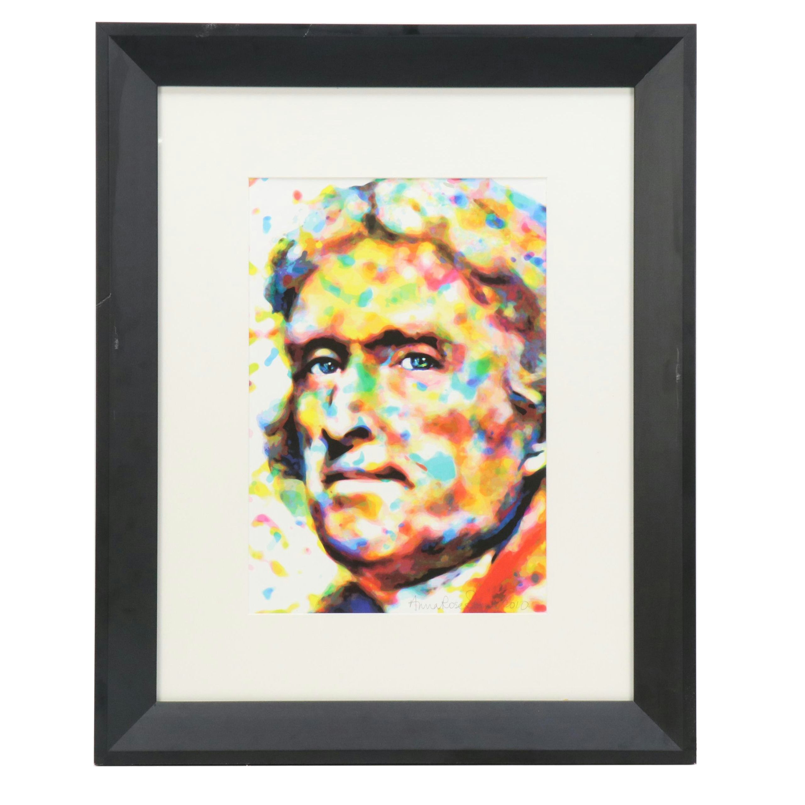 Anna Rose Soeull Stylized Portrait Giclée of Thomas Jefferson, 2010