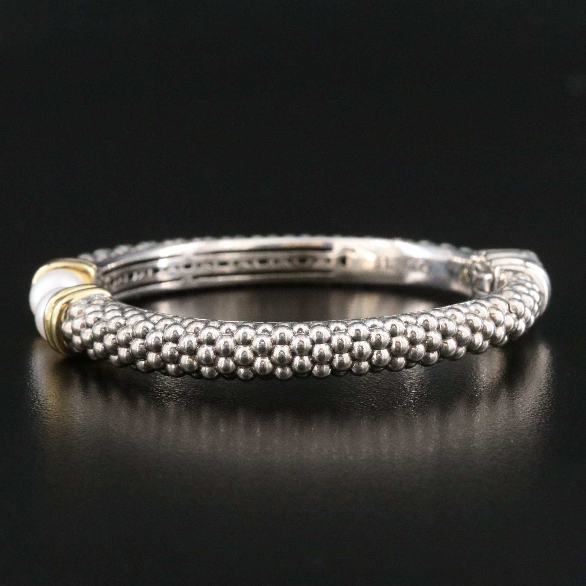 Lagos Luna Sterling and Pearl Hinged Bracelet with 18K Accents