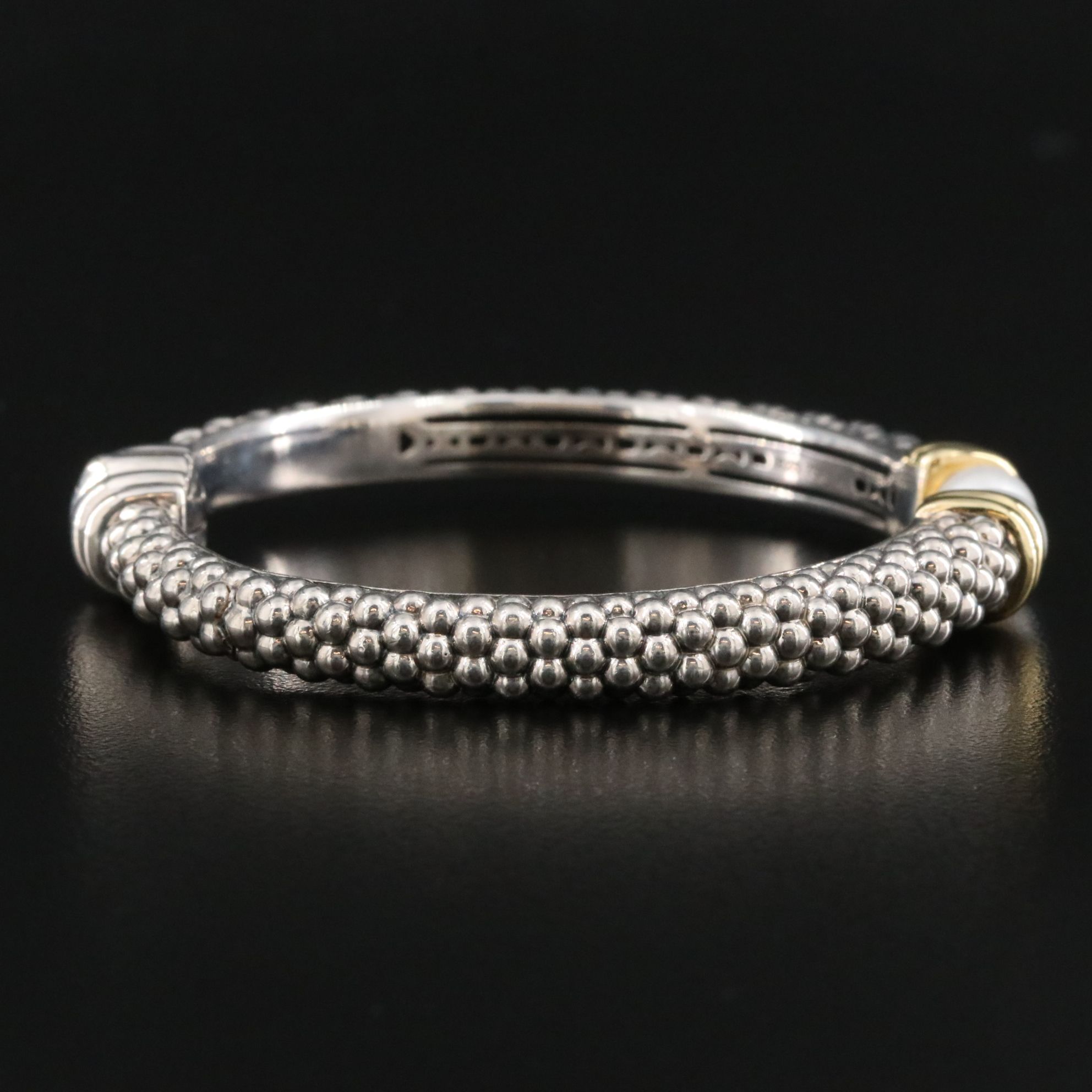 Lagos Luna Sterling and Pearl Hinged Bracelet with 18K Accents