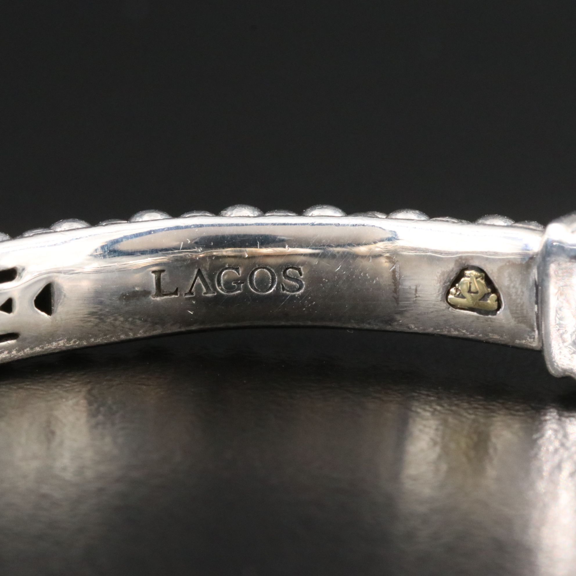 Lagos Luna Sterling and Pearl Hinged Bracelet with 18K Accents