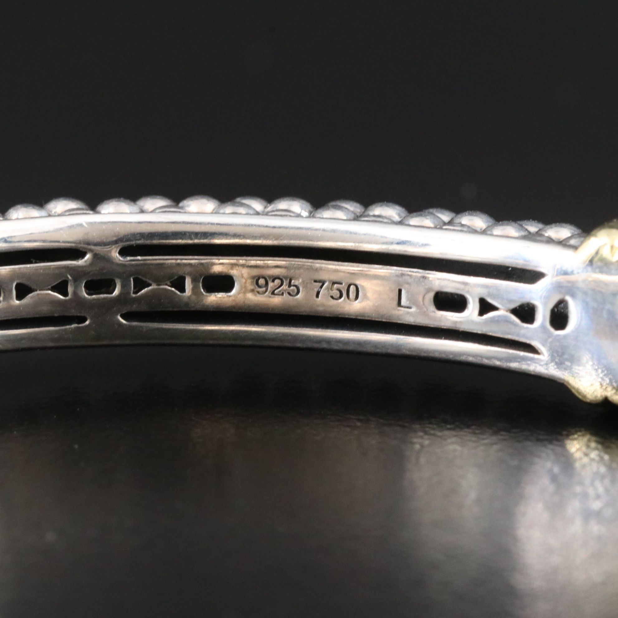 Lagos Luna Sterling and Pearl Hinged Bracelet with 18K Accents