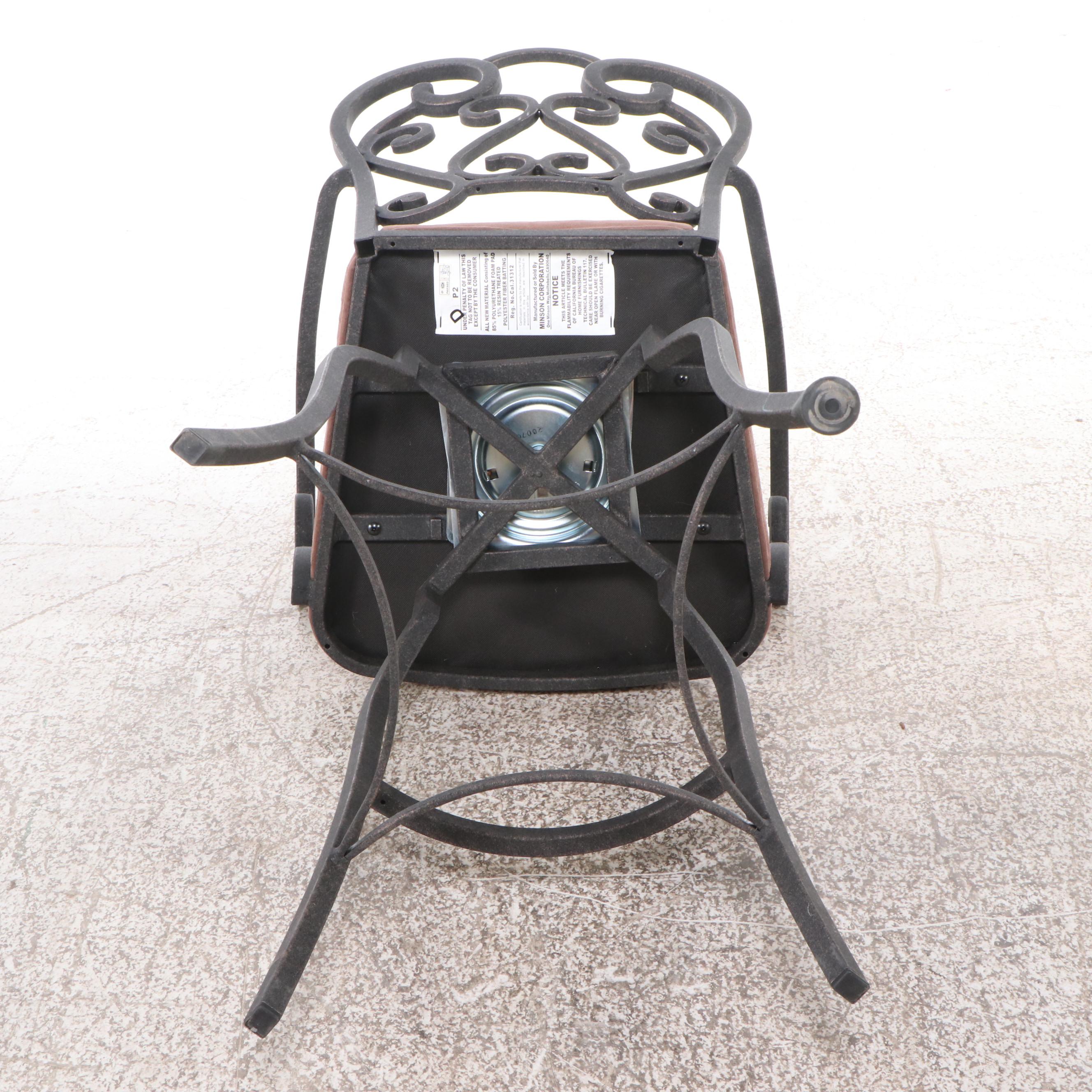 Pair of Art Nouveau Style Scrolled Metal Swivel Barstools