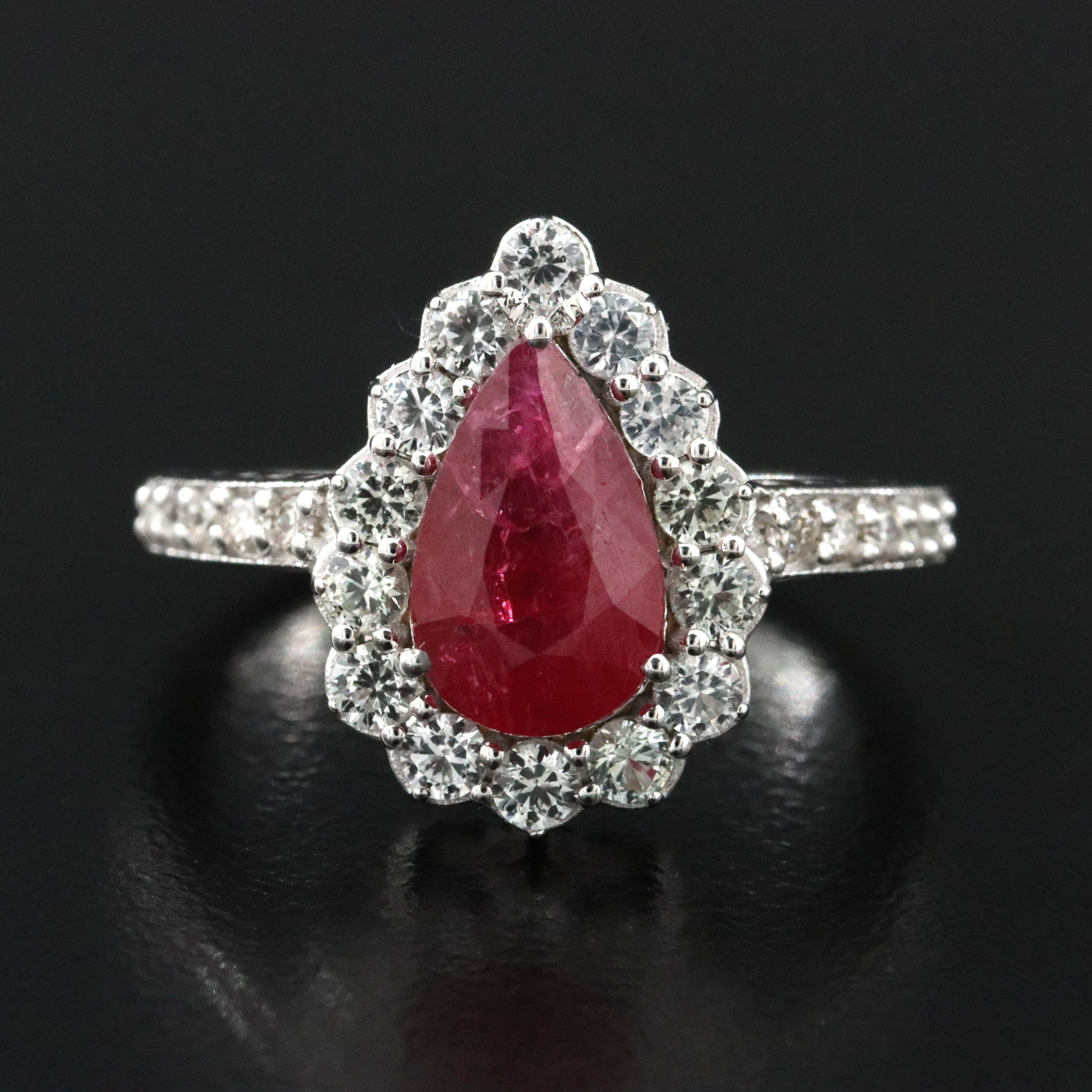 14K 2.58 CT Ruby, White Sapphire, and Diamond Ring with IGI Jewelry Report