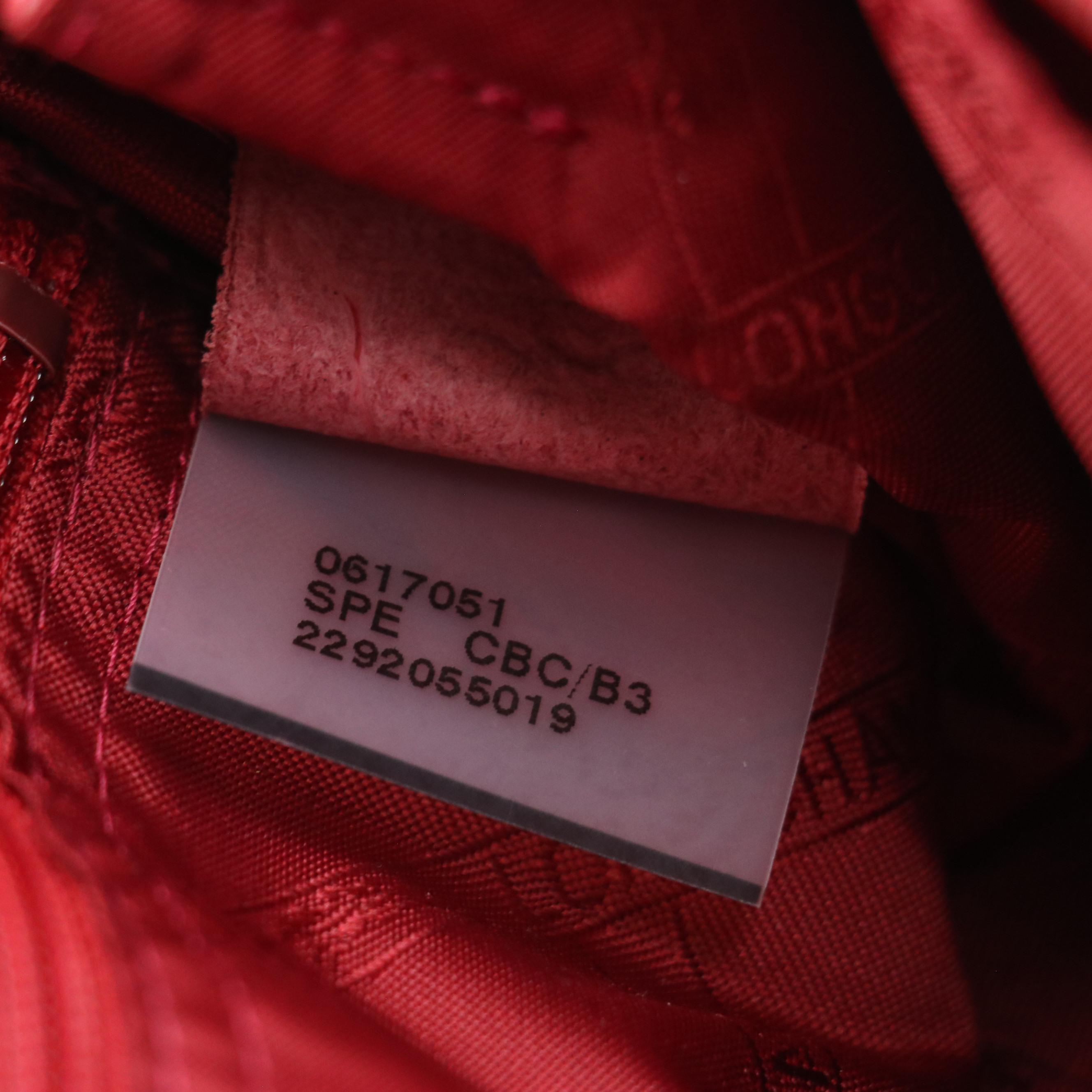 Longchamp Zippered Handbag in Shimmery Red Calfskin Leather