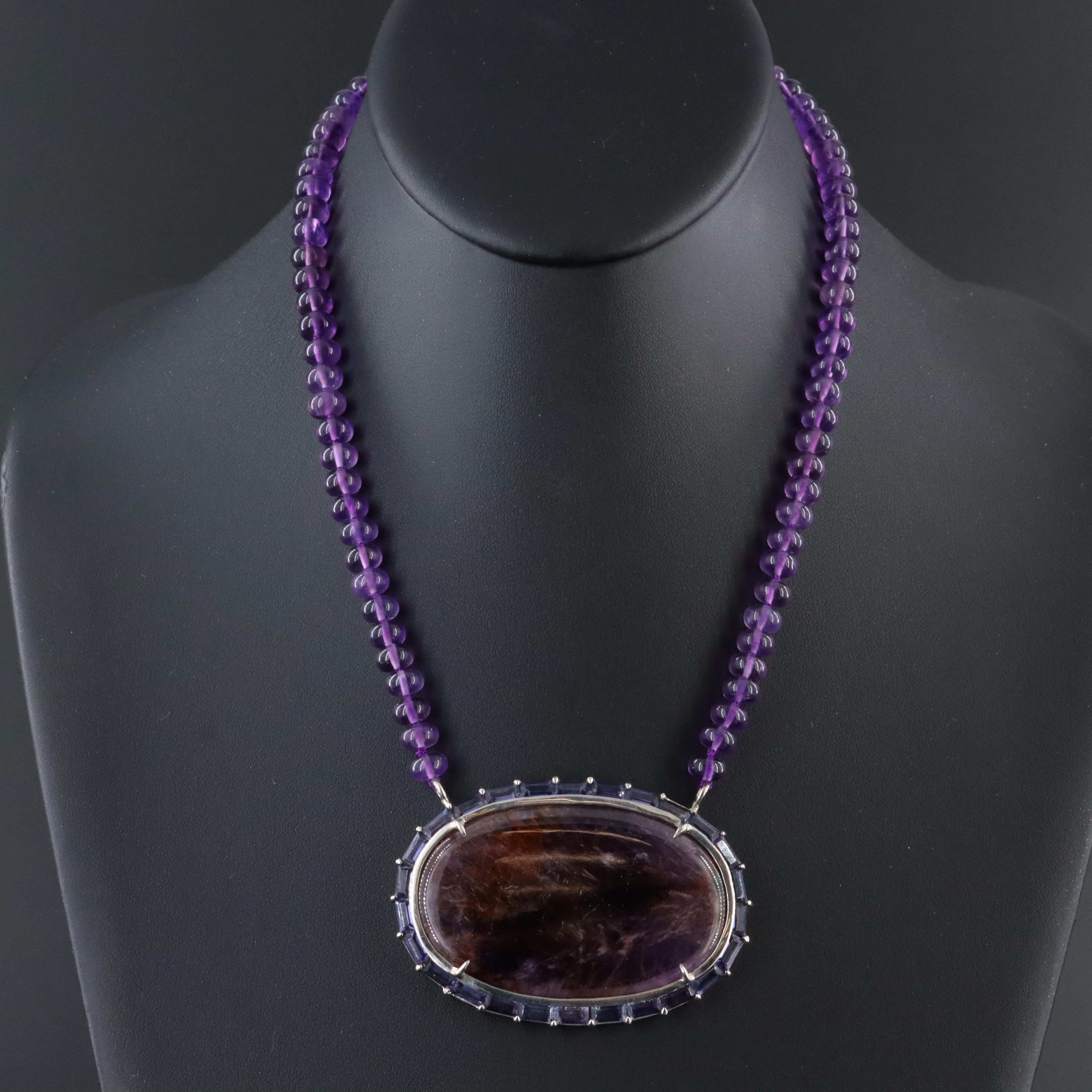 Sheryl Lowe Sterling Ametrine, Amethyst and Iolite Necklace