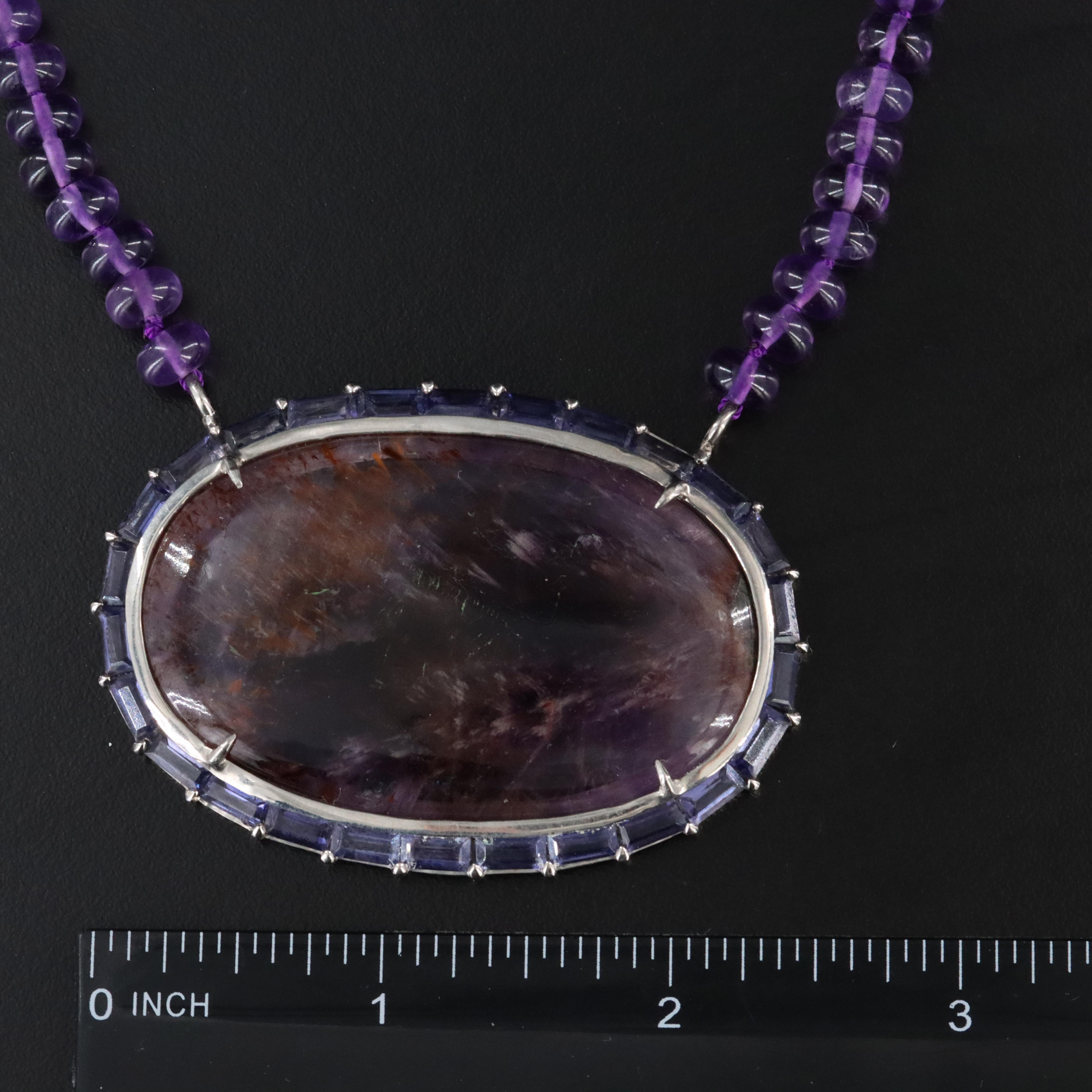 Sheryl Lowe Sterling Ametrine, Amethyst and Iolite Necklace