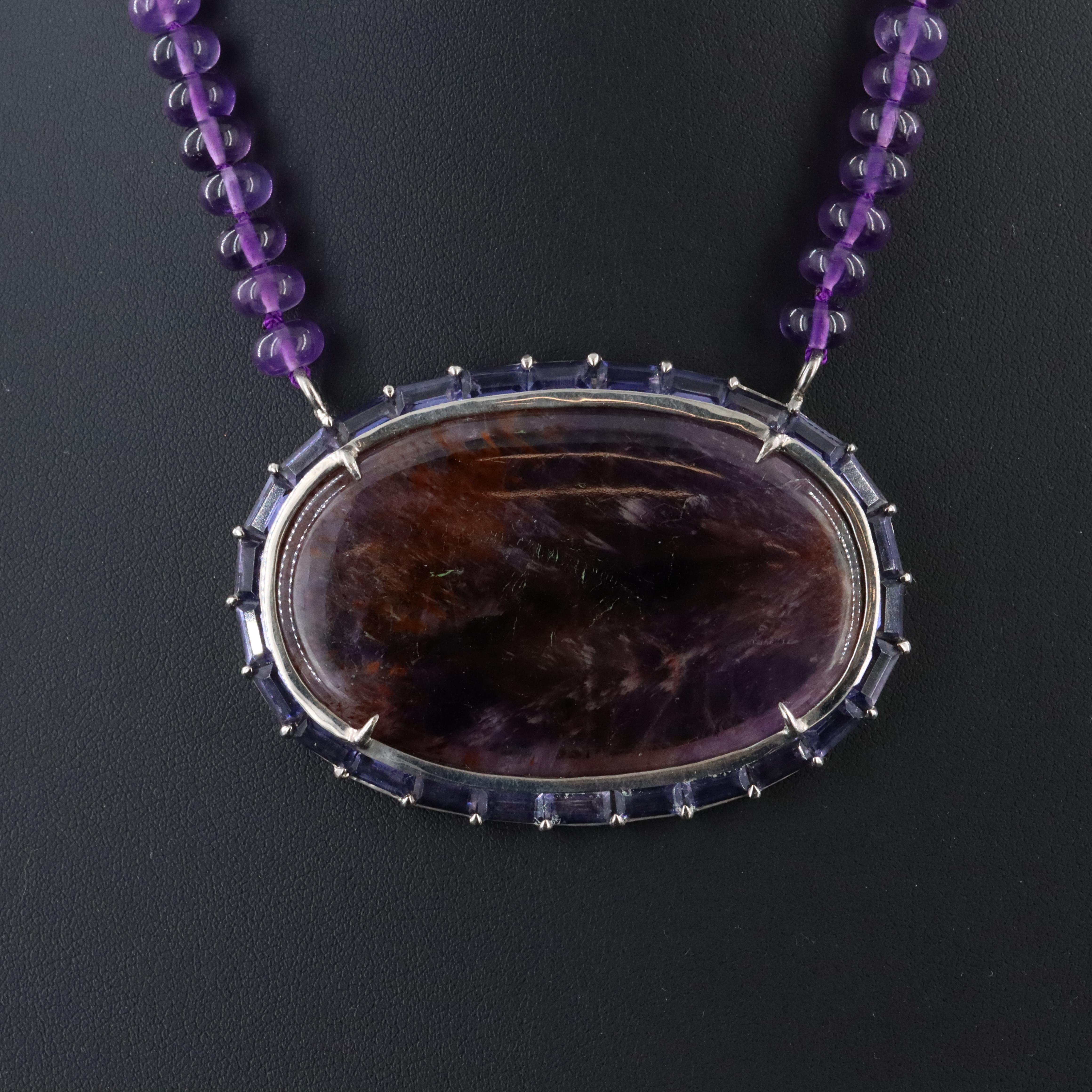 Sheryl Lowe Sterling Ametrine, Amethyst and Iolite Necklace