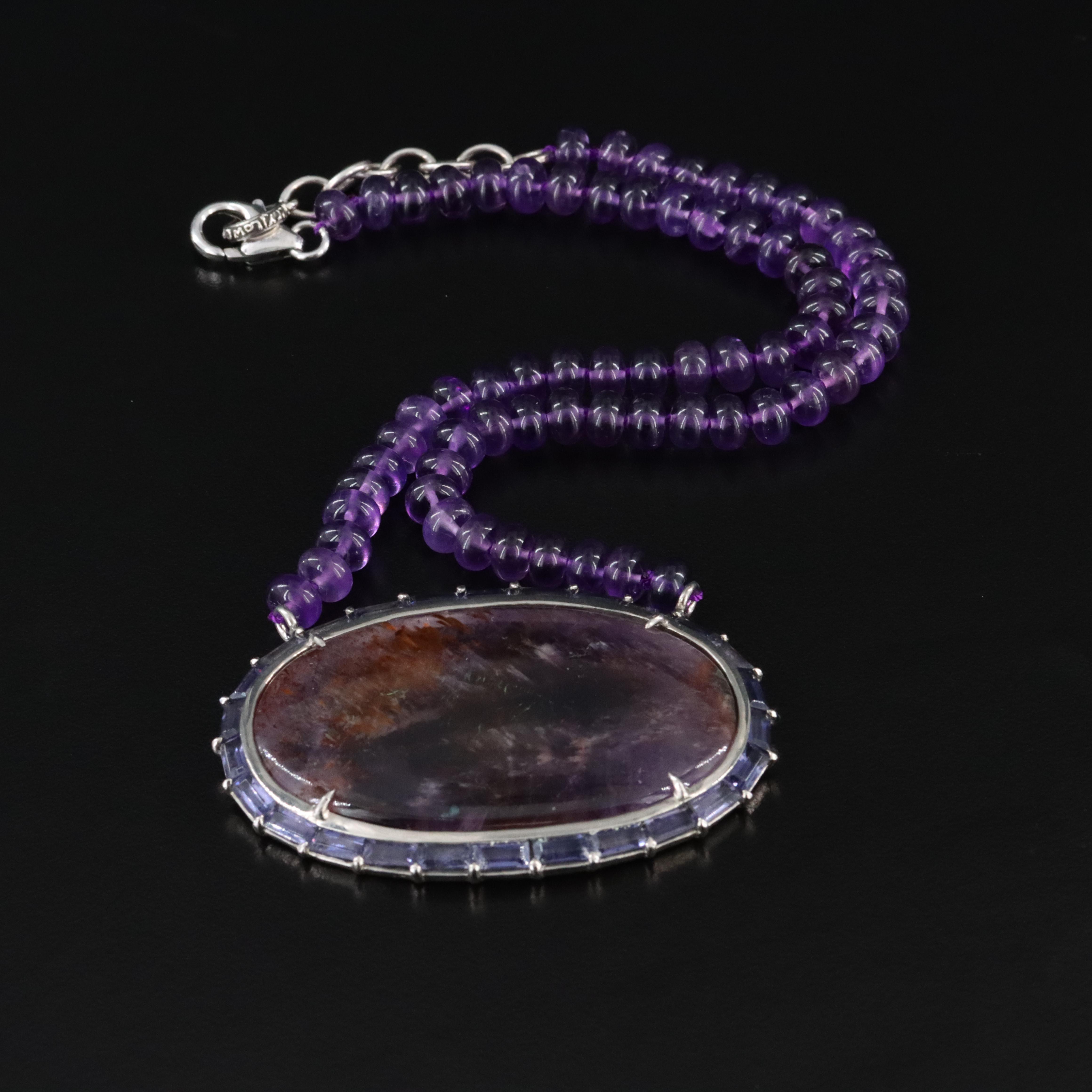 Sheryl Lowe Sterling Ametrine, Amethyst and Iolite Necklace