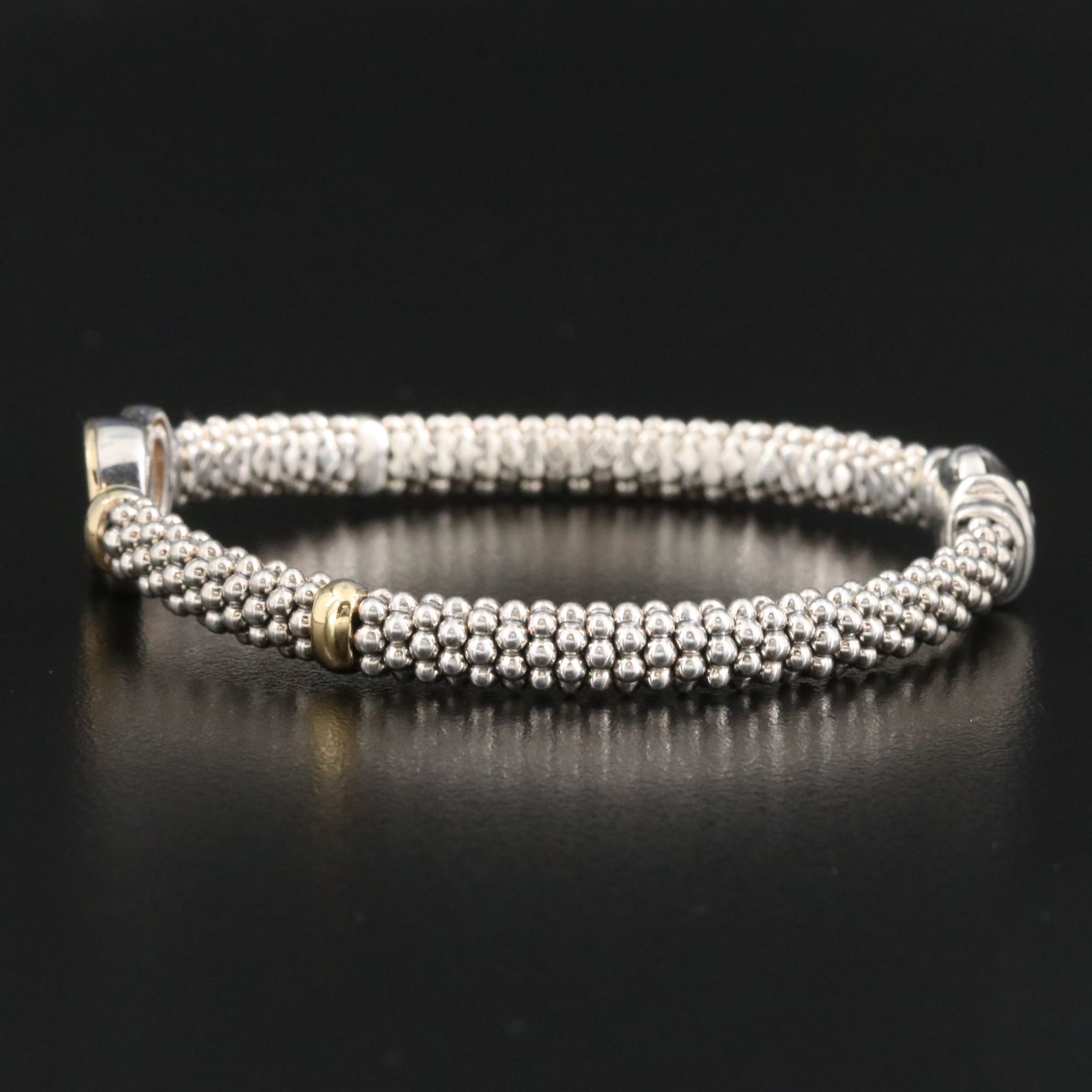 Caviar by Lagos Sterlings and 18K Signature Interlocking Circles Bracelet