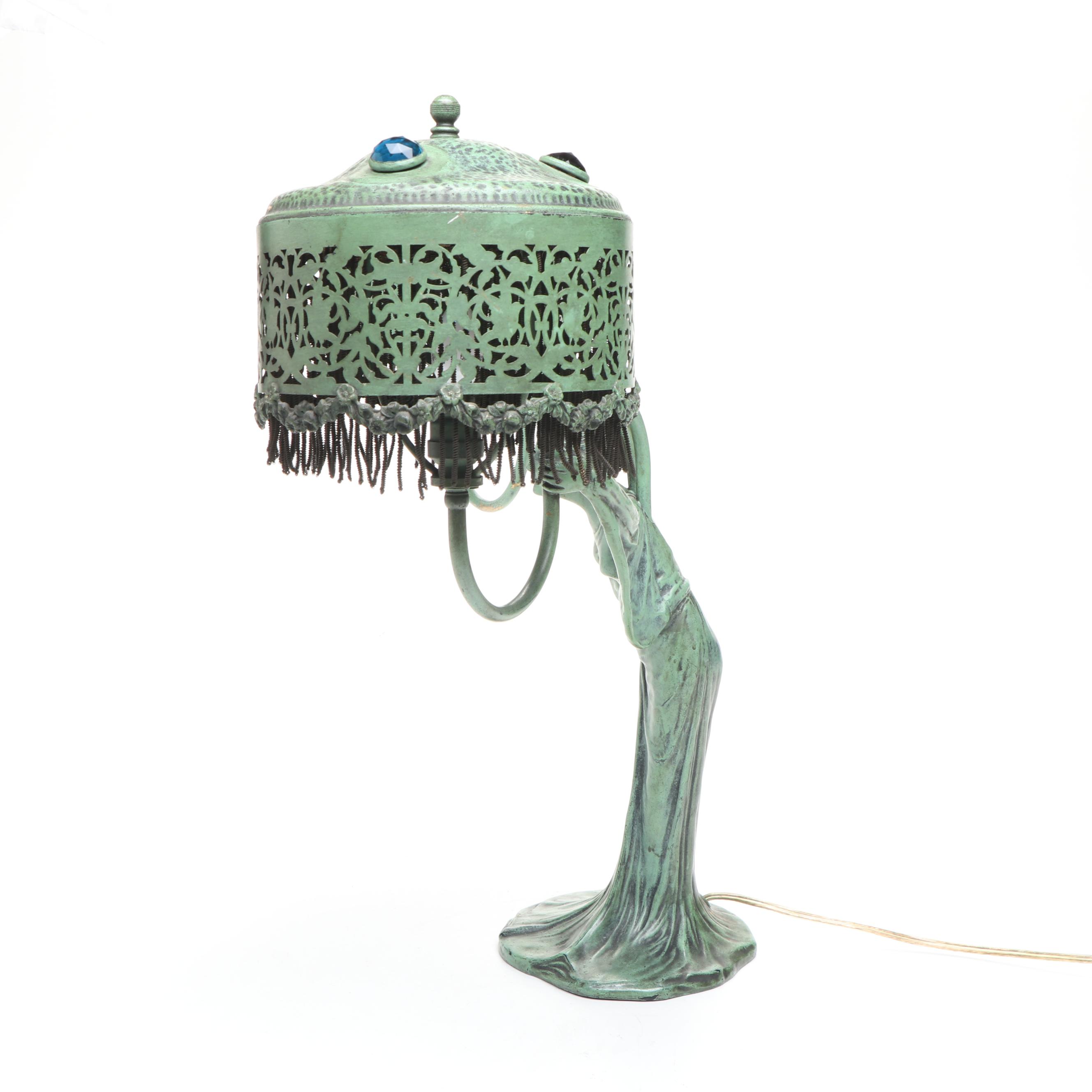 Art Nouveau Style Metal Table Lamp