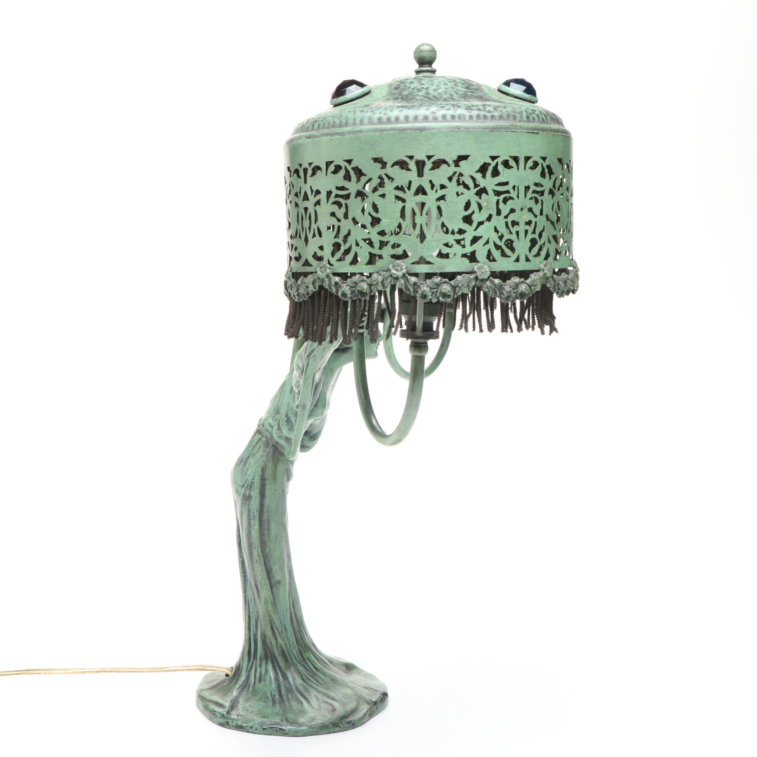Art Nouveau Style Metal Table Lamp