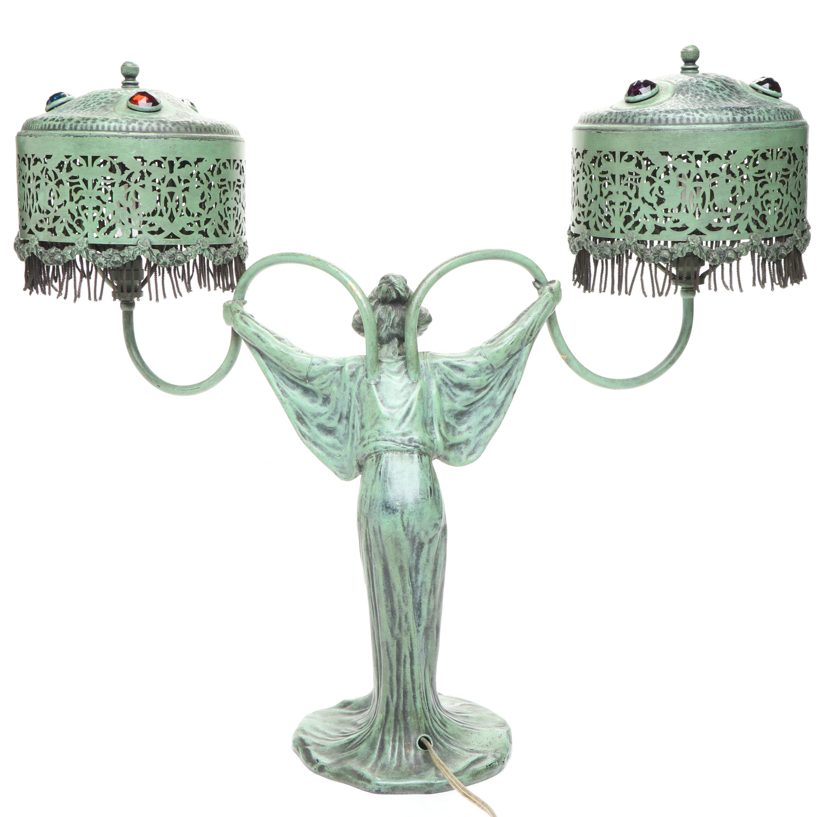Art Nouveau Style Metal Table Lamp