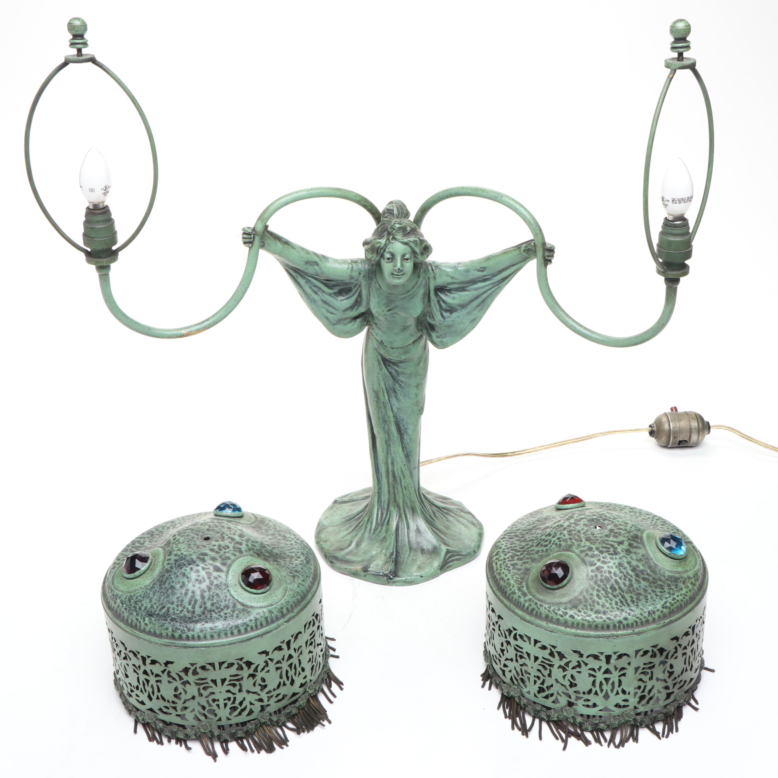 Art Nouveau Style Metal Table Lamp