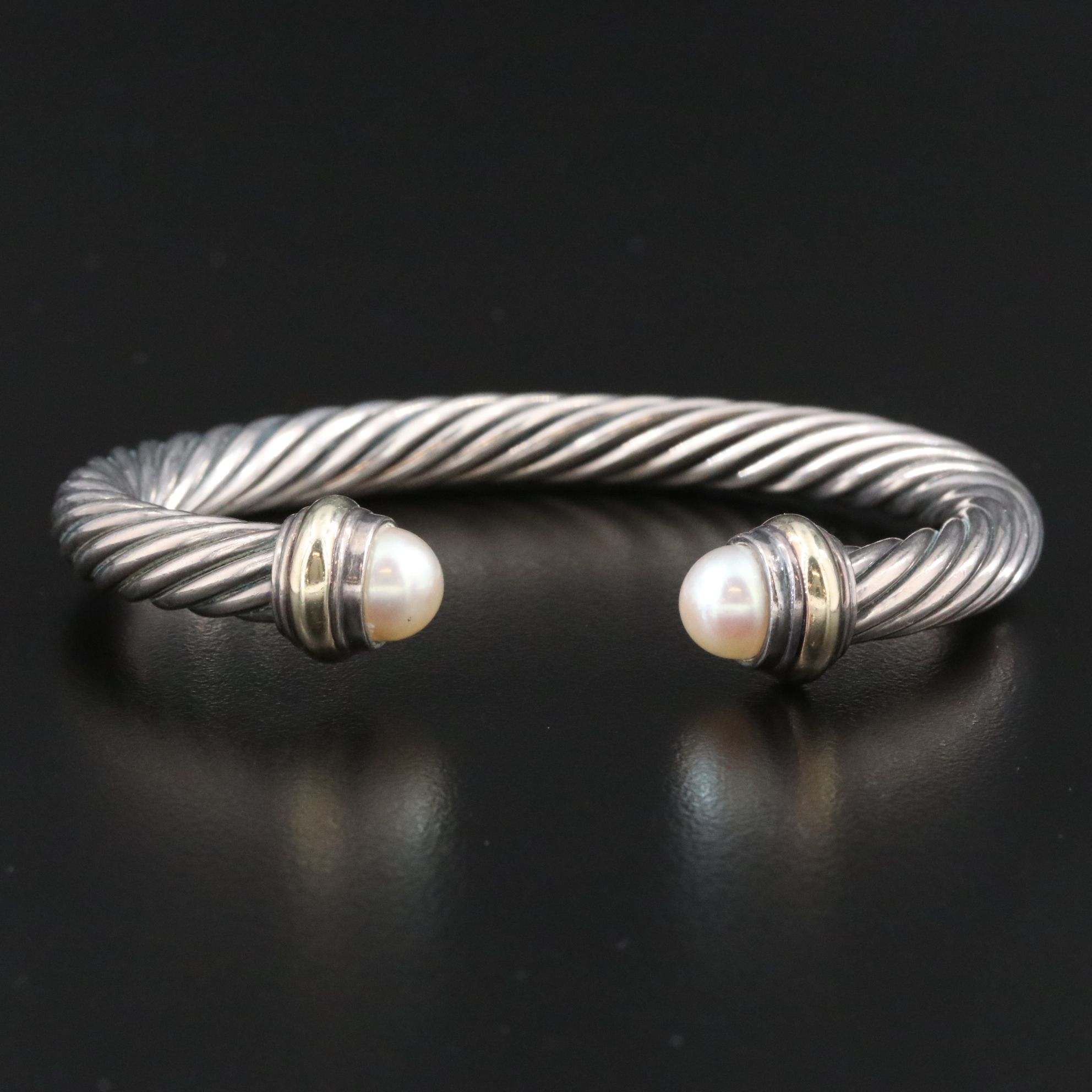 David Yurman Sterling and Pearl Cuff Bracelet with 14K Accents