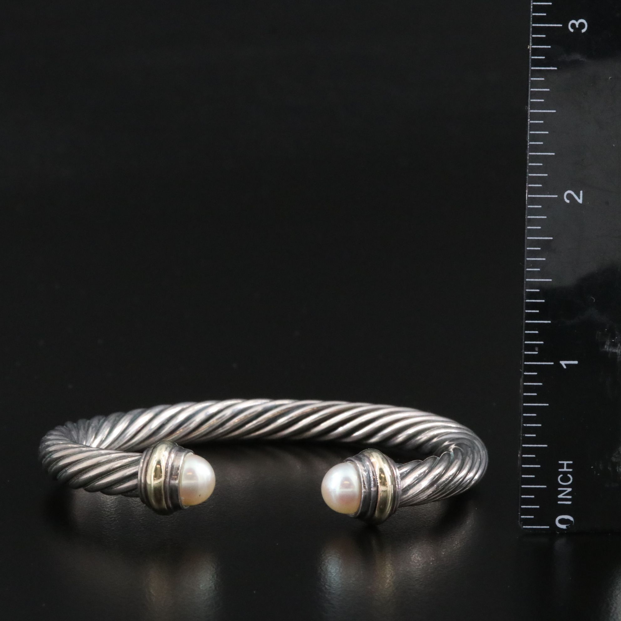 David Yurman Sterling and Pearl Cuff Bracelet with 14K Accents