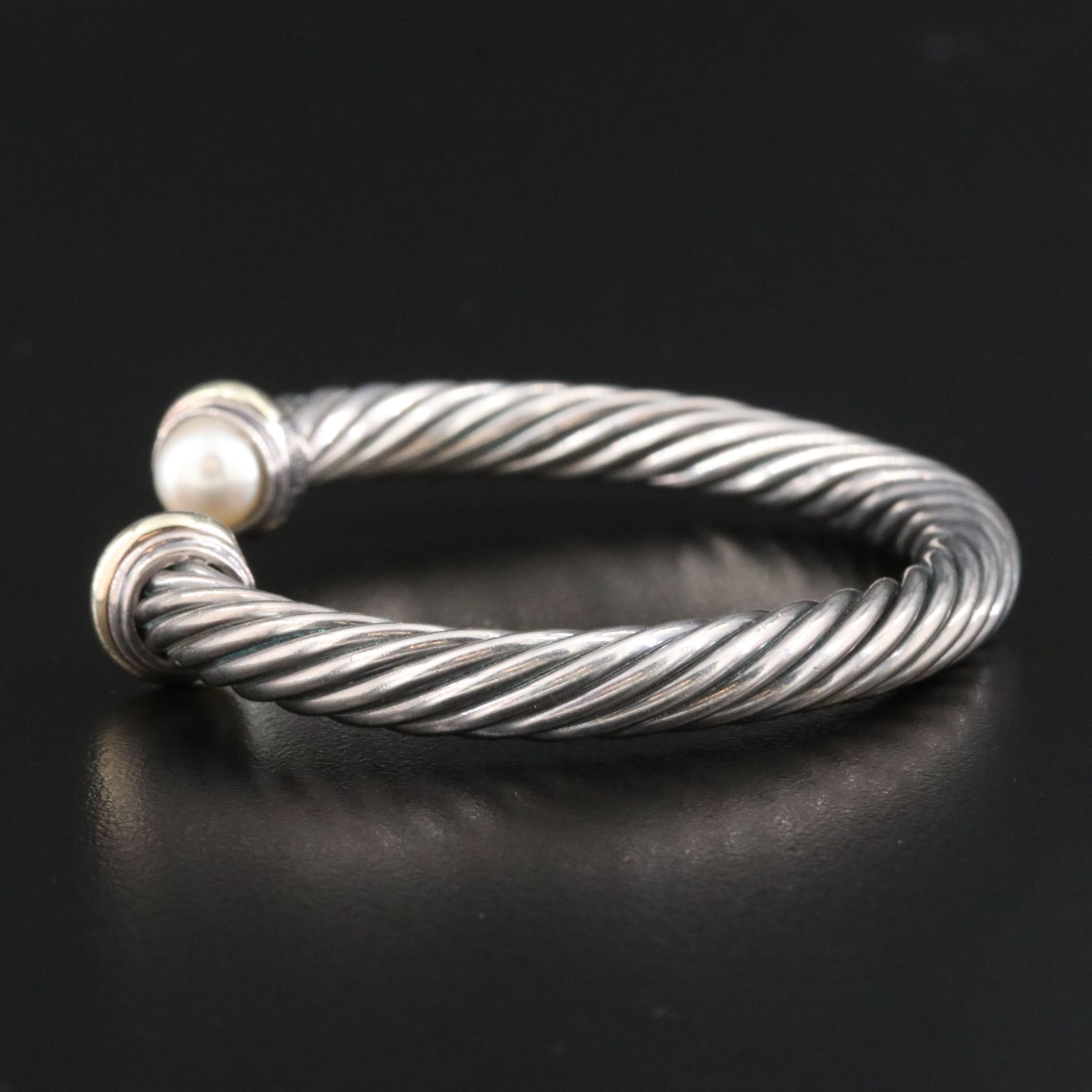 David Yurman Sterling and Pearl Cuff Bracelet with 14K Accents
