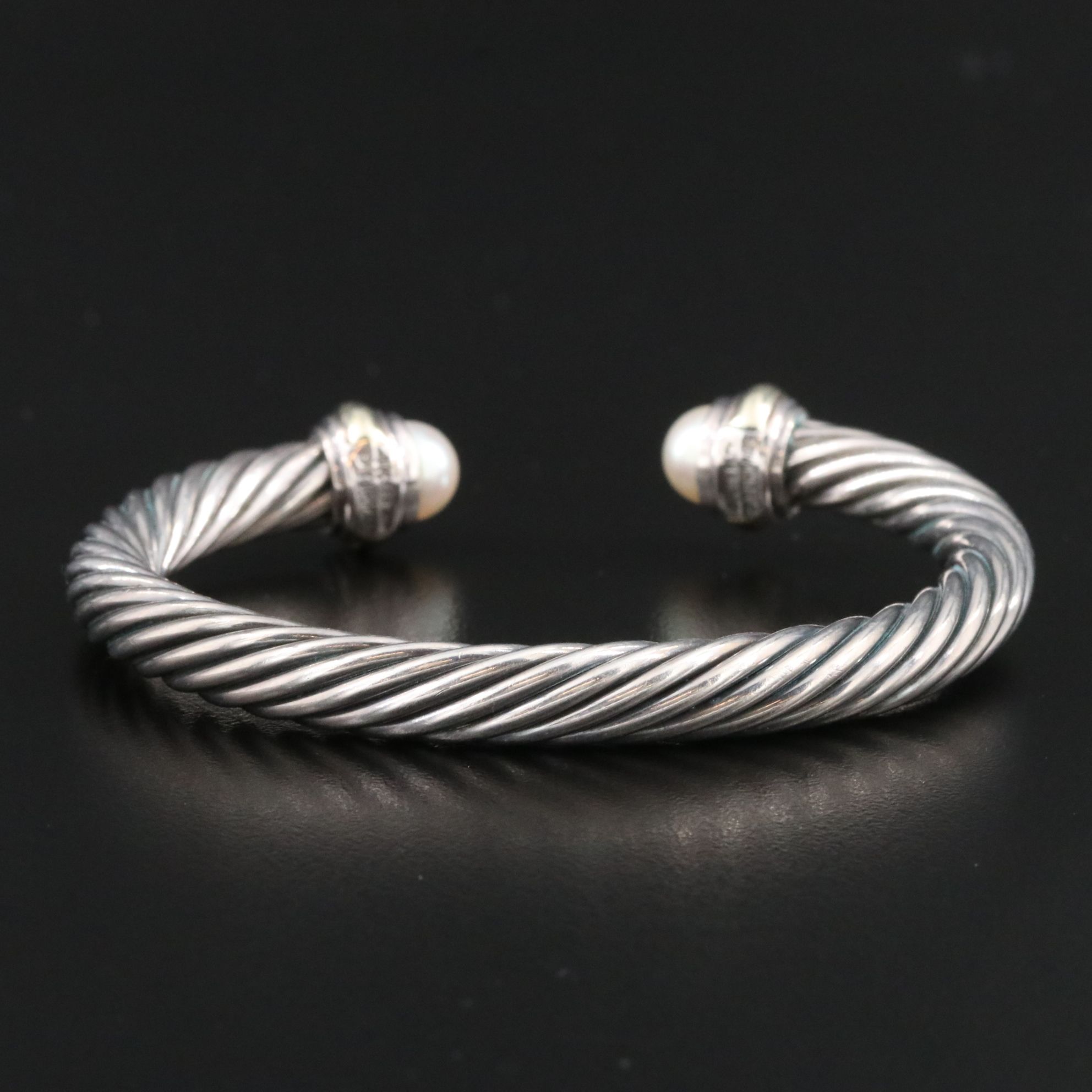 David Yurman Sterling and Pearl Cuff Bracelet with 14K Accents