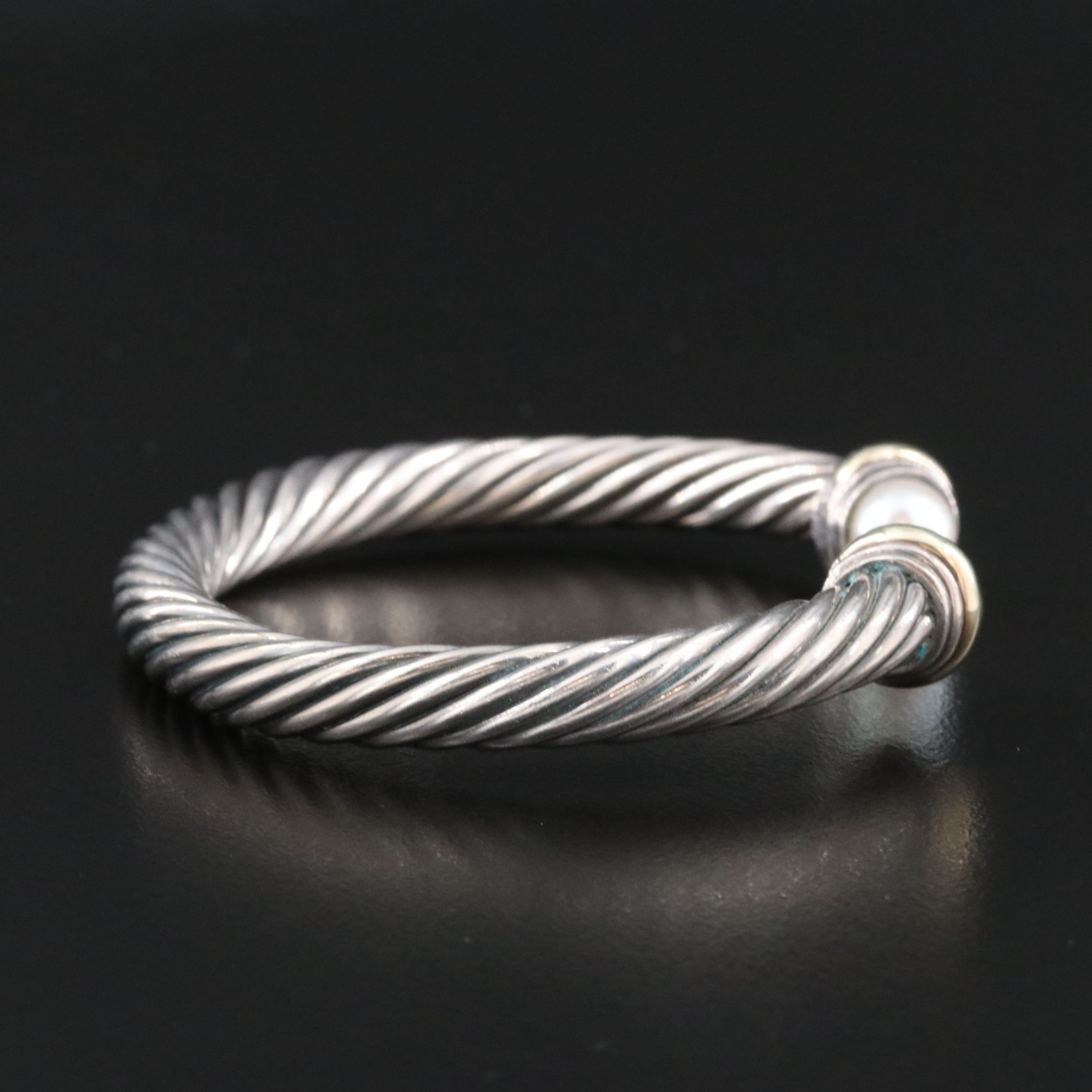 David Yurman Sterling and Pearl Cuff Bracelet with 14K Accents