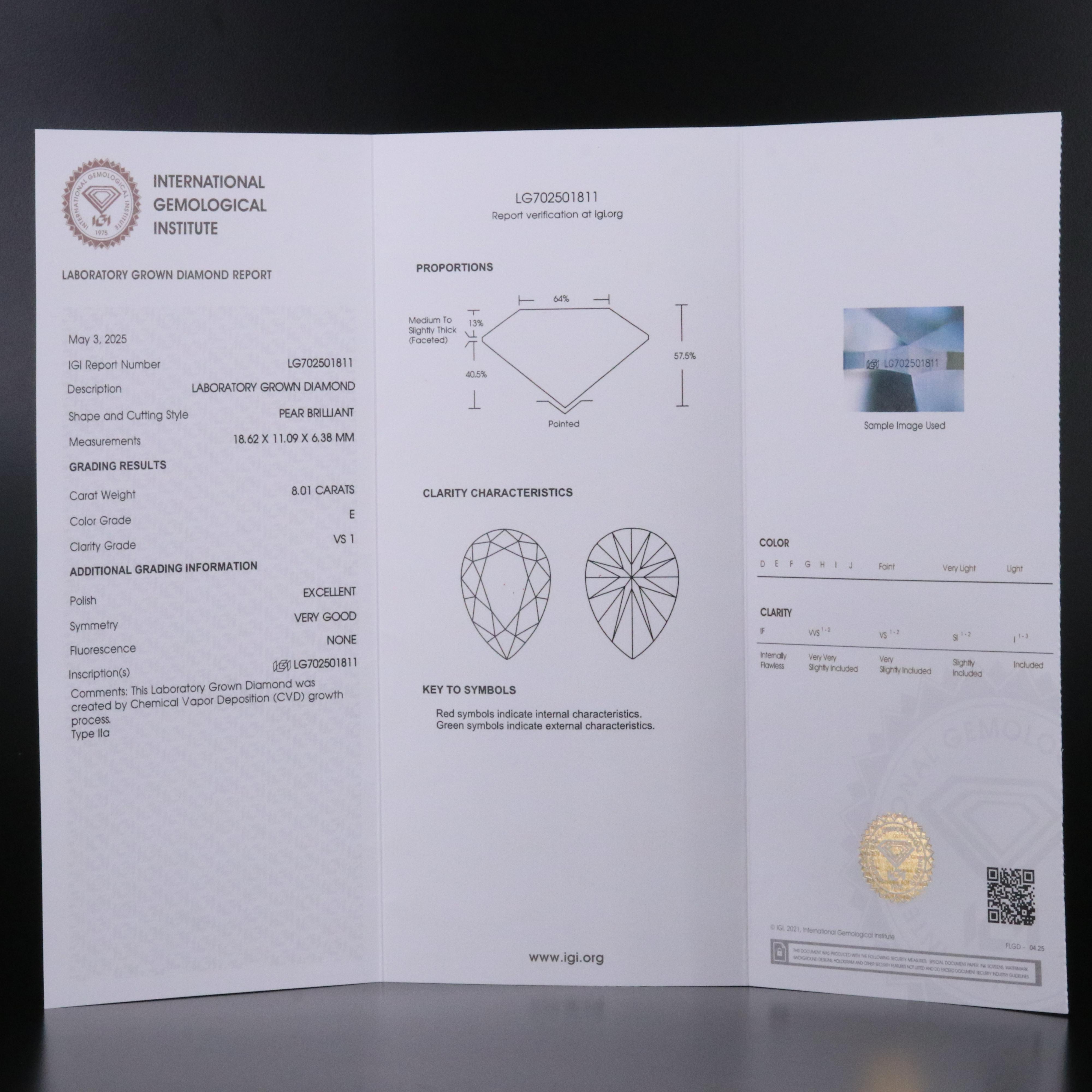 14K 8.01 CT Lab Grown Diamond Necklace with an IGI Report