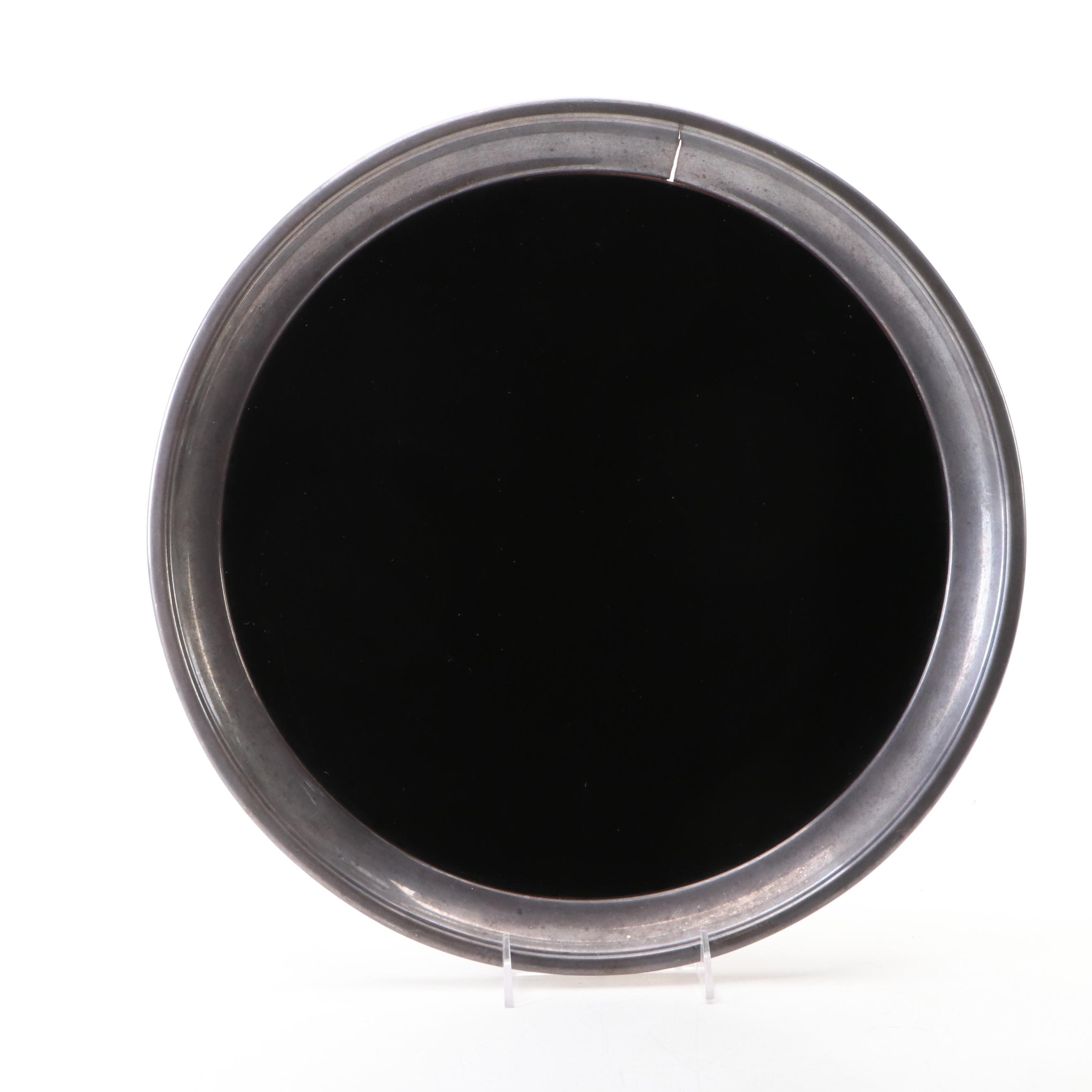 Vintage F. B. Rogers and Other Silver Plate Rimmed and Laminate Round Trays