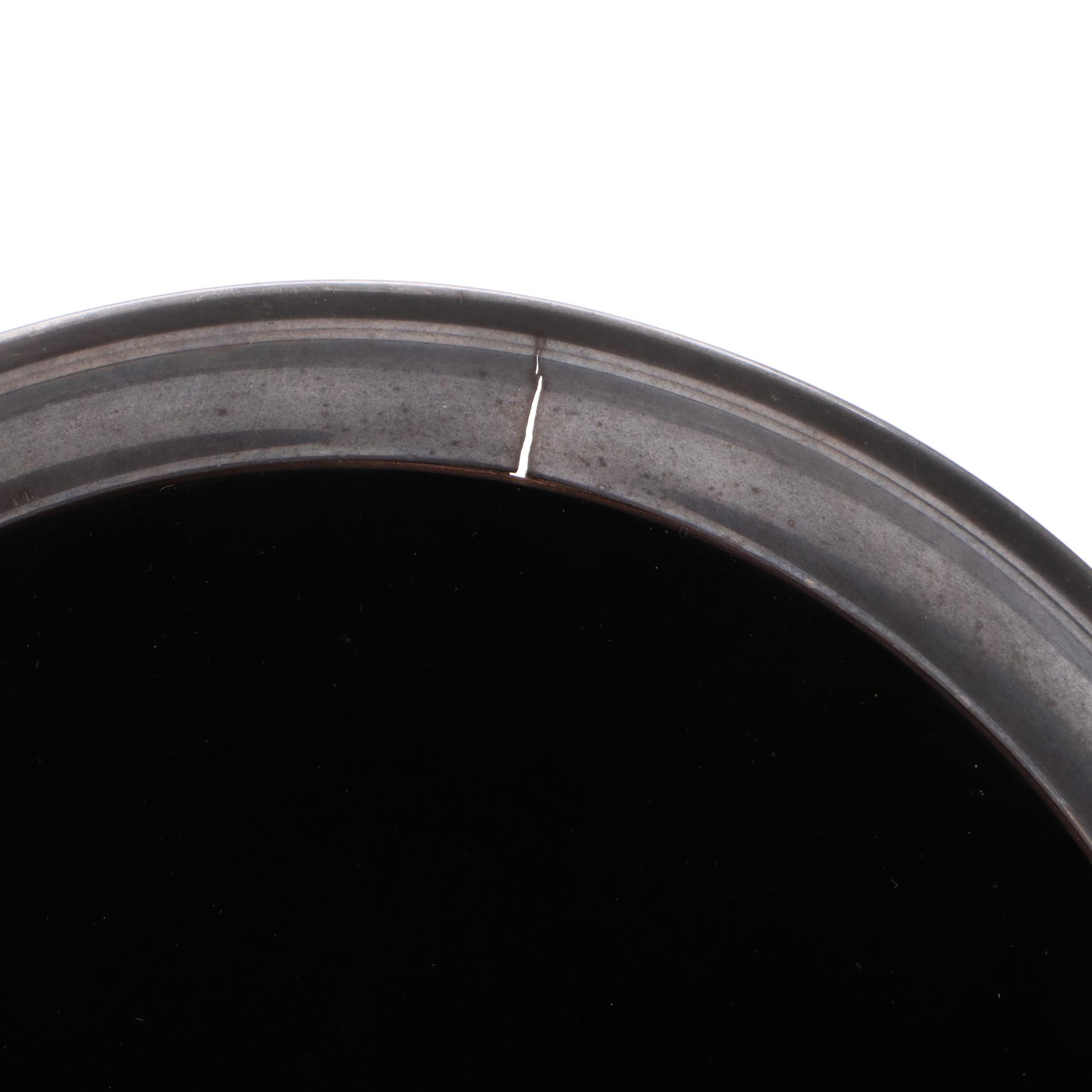 Vintage F. B. Rogers and Other Silver Plate Rimmed and Laminate Round Trays