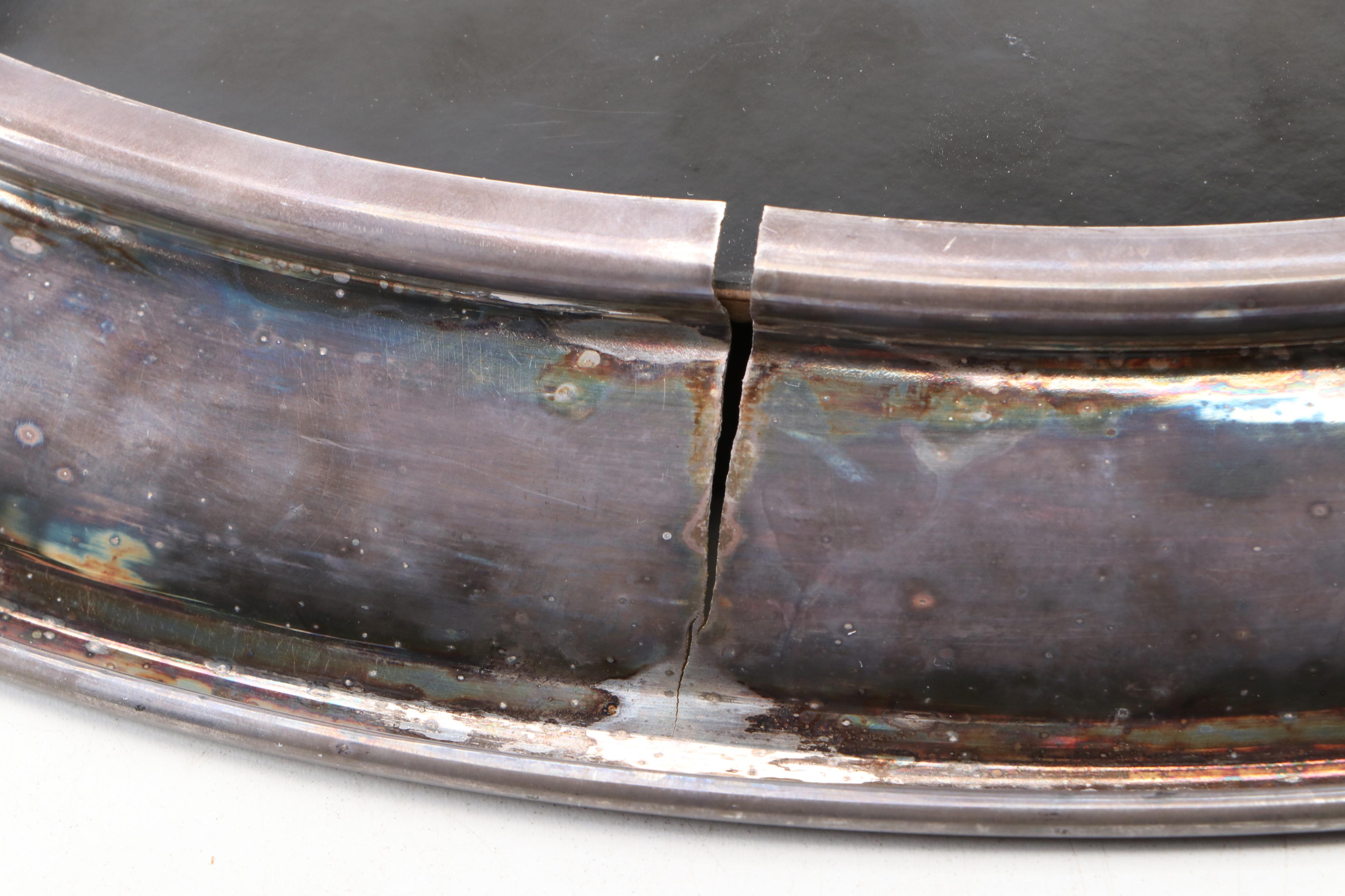 Vintage F. B. Rogers and Other Silver Plate Rimmed and Laminate Round Trays