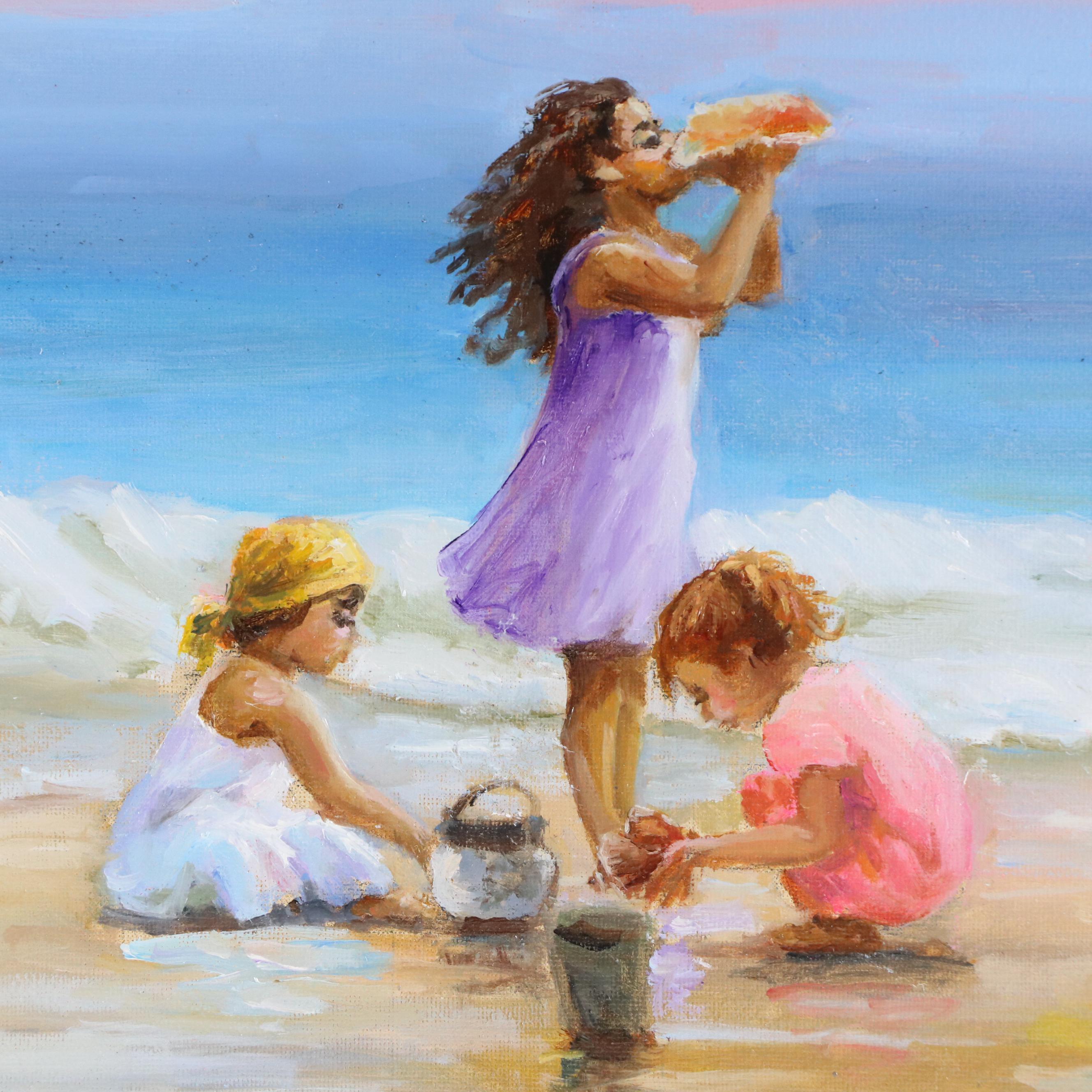 Nataliya Shlomenko Beach Scene Oil Painting "Conch Sound," 2025