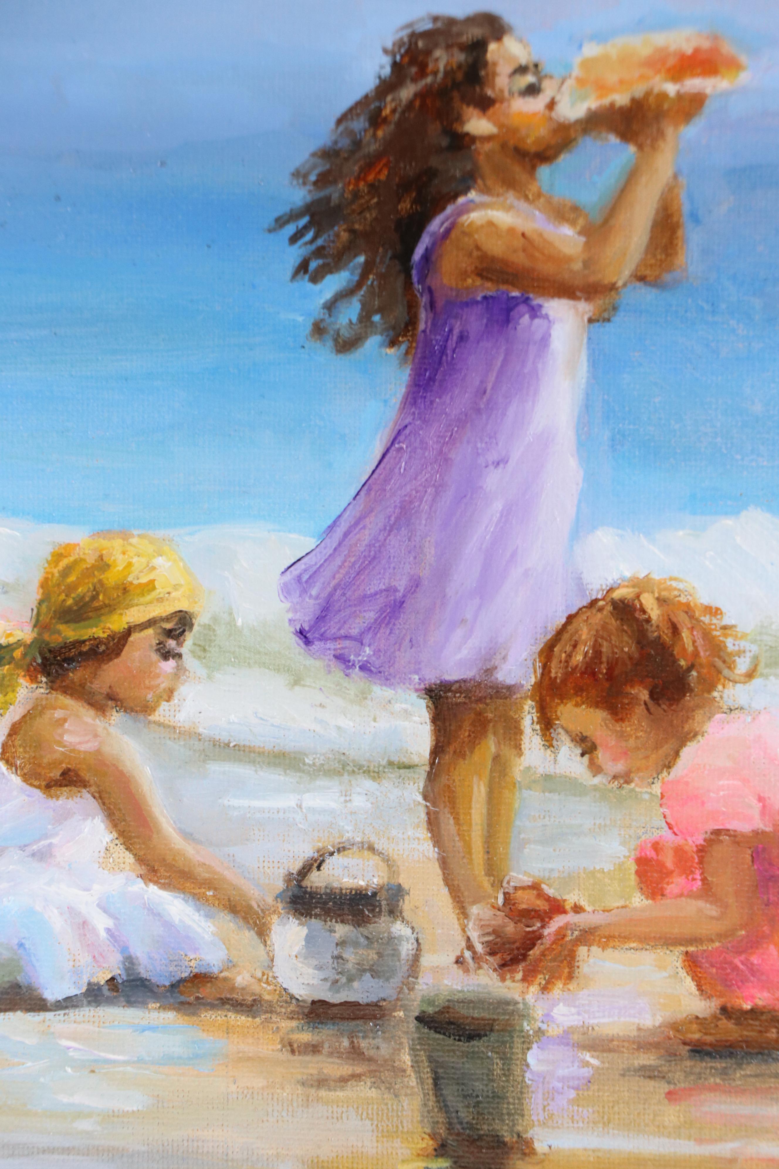 Nataliya Shlomenko Beach Scene Oil Painting "Conch Sound," 2025