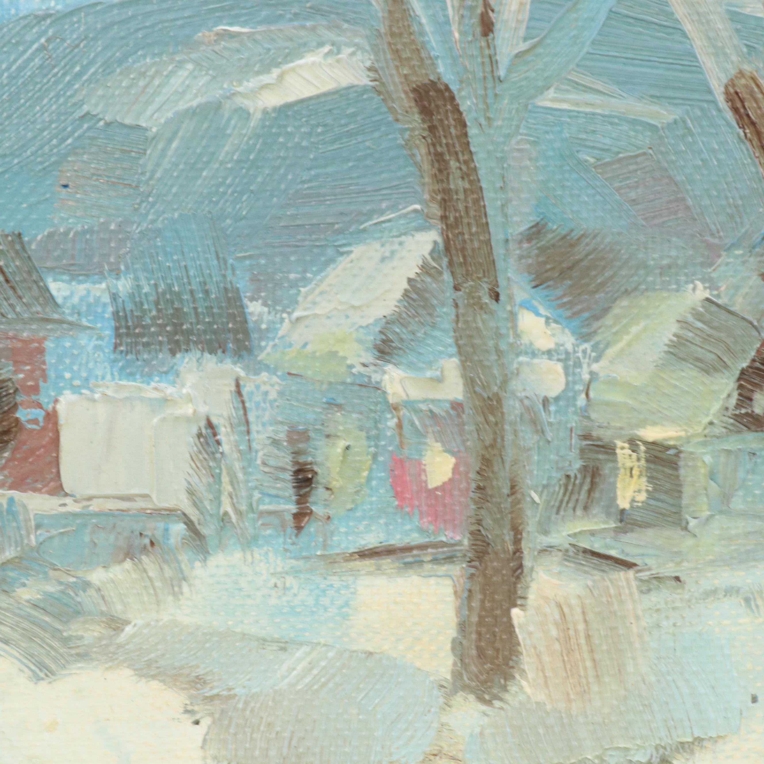 Louis H. Hemsath  Impressionistic Style Winter Landscape Oil Painting, 1981