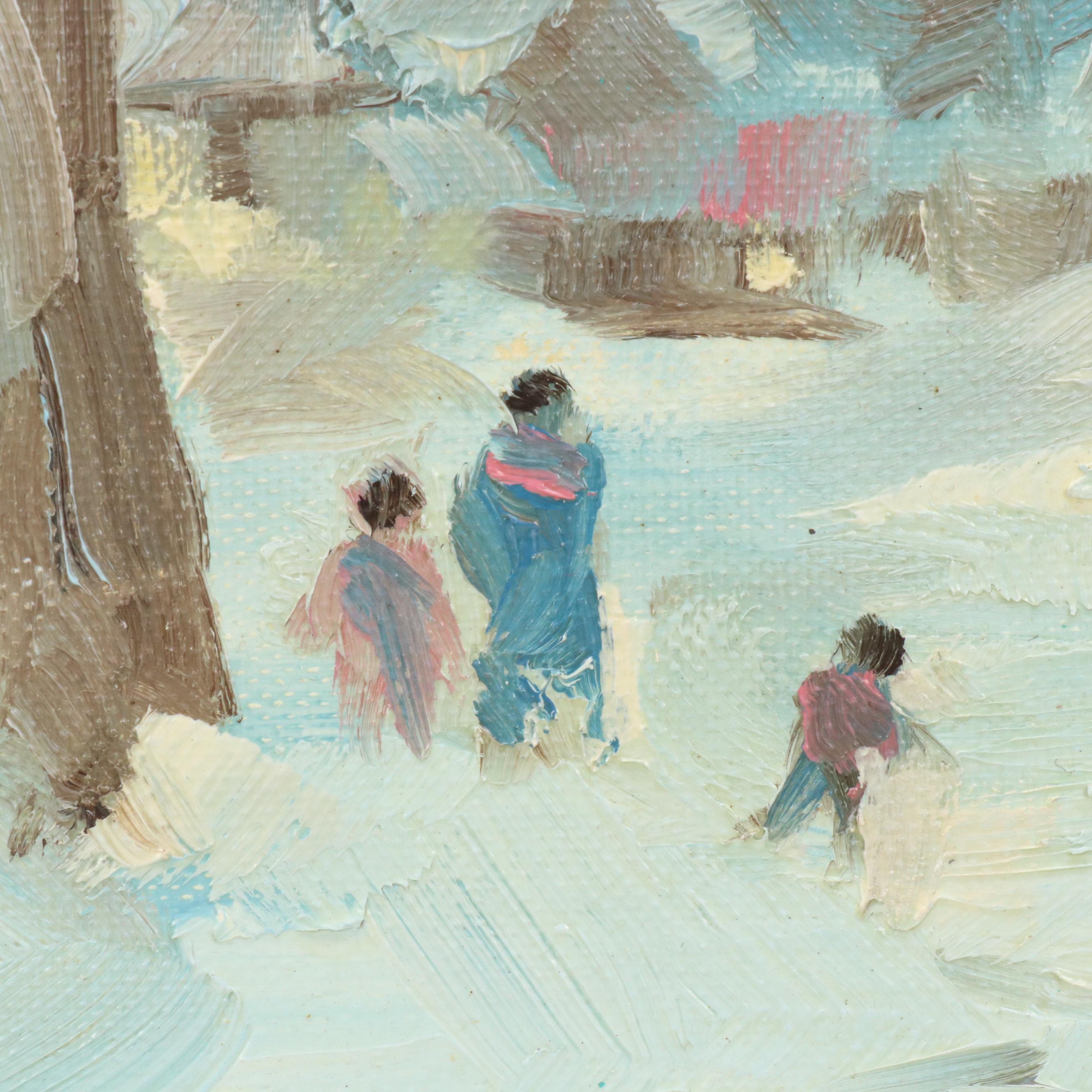 Louis H. Hemsath  Impressionistic Style Winter Landscape Oil Painting, 1981